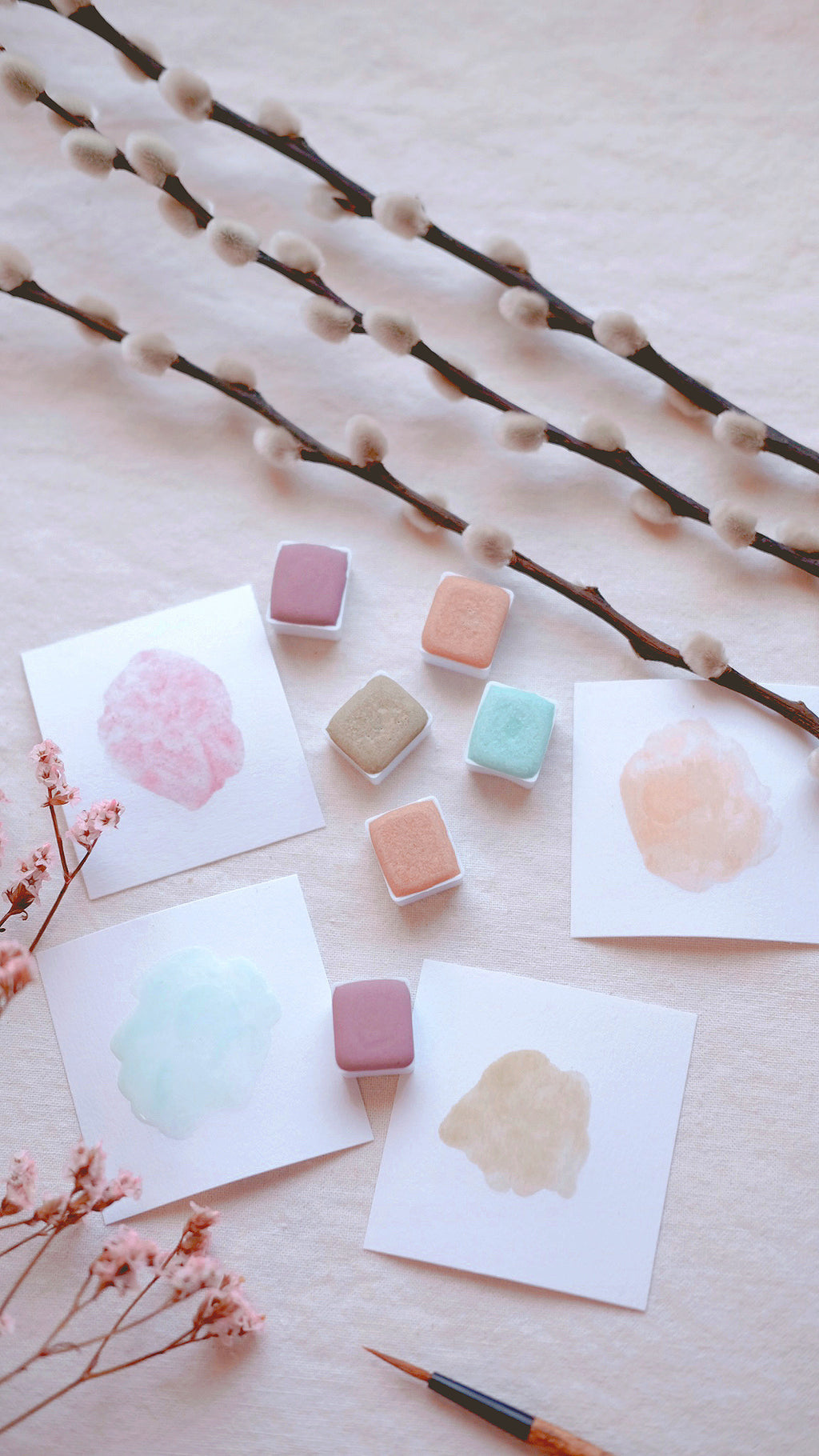 Spring Pastel - Limited edition gemstone mineral watercolor palette