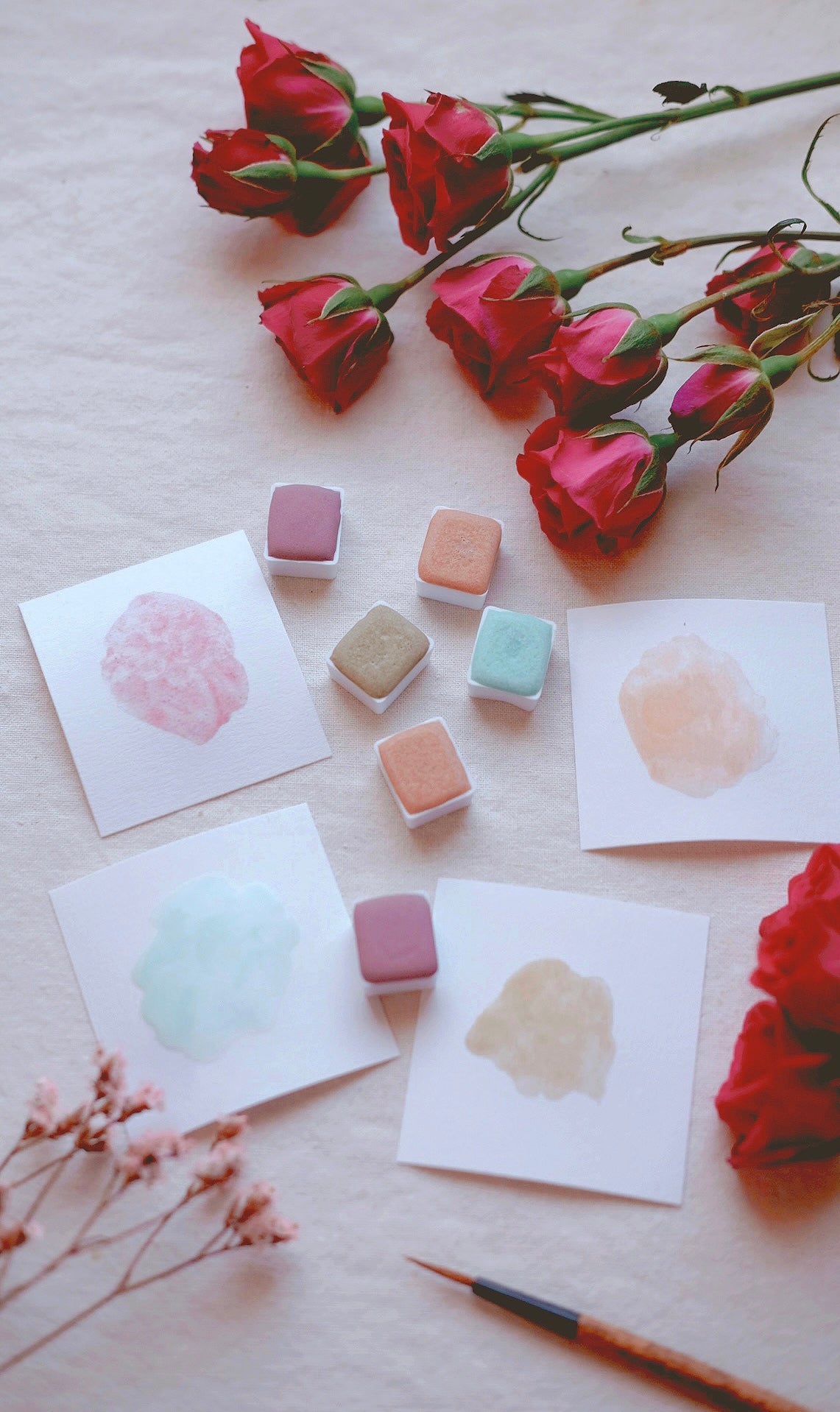 Spring Pastel - Limited edition gemstone mineral watercolor palette