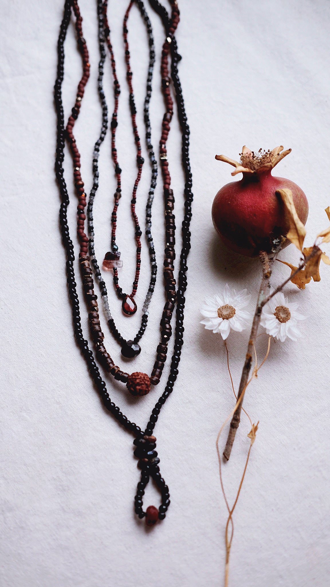 Moonlit Key + Moonstone + Black Spinel + Labradorite necklace