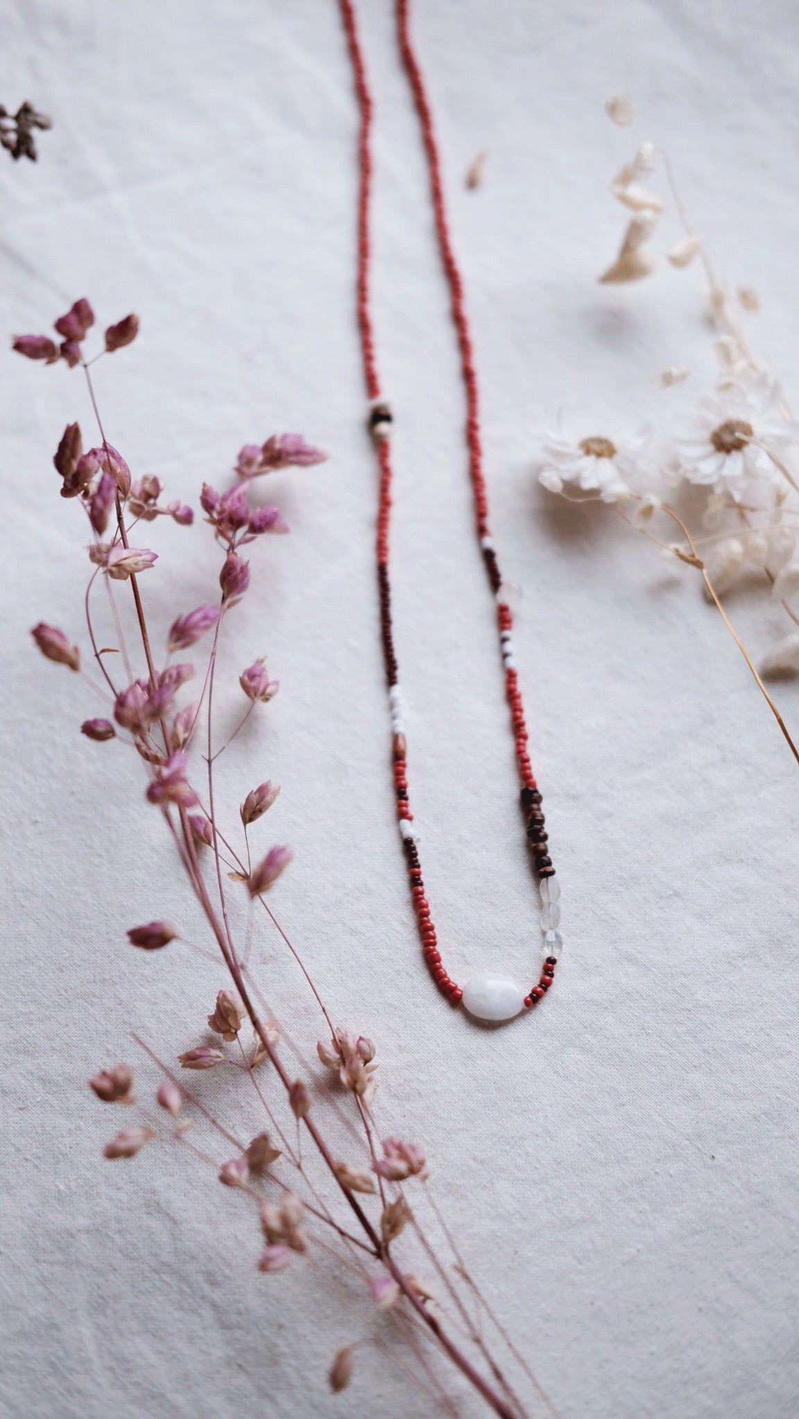 Lunar Renewal  + Moonstone + Quartz + Mother of Pearl necklace