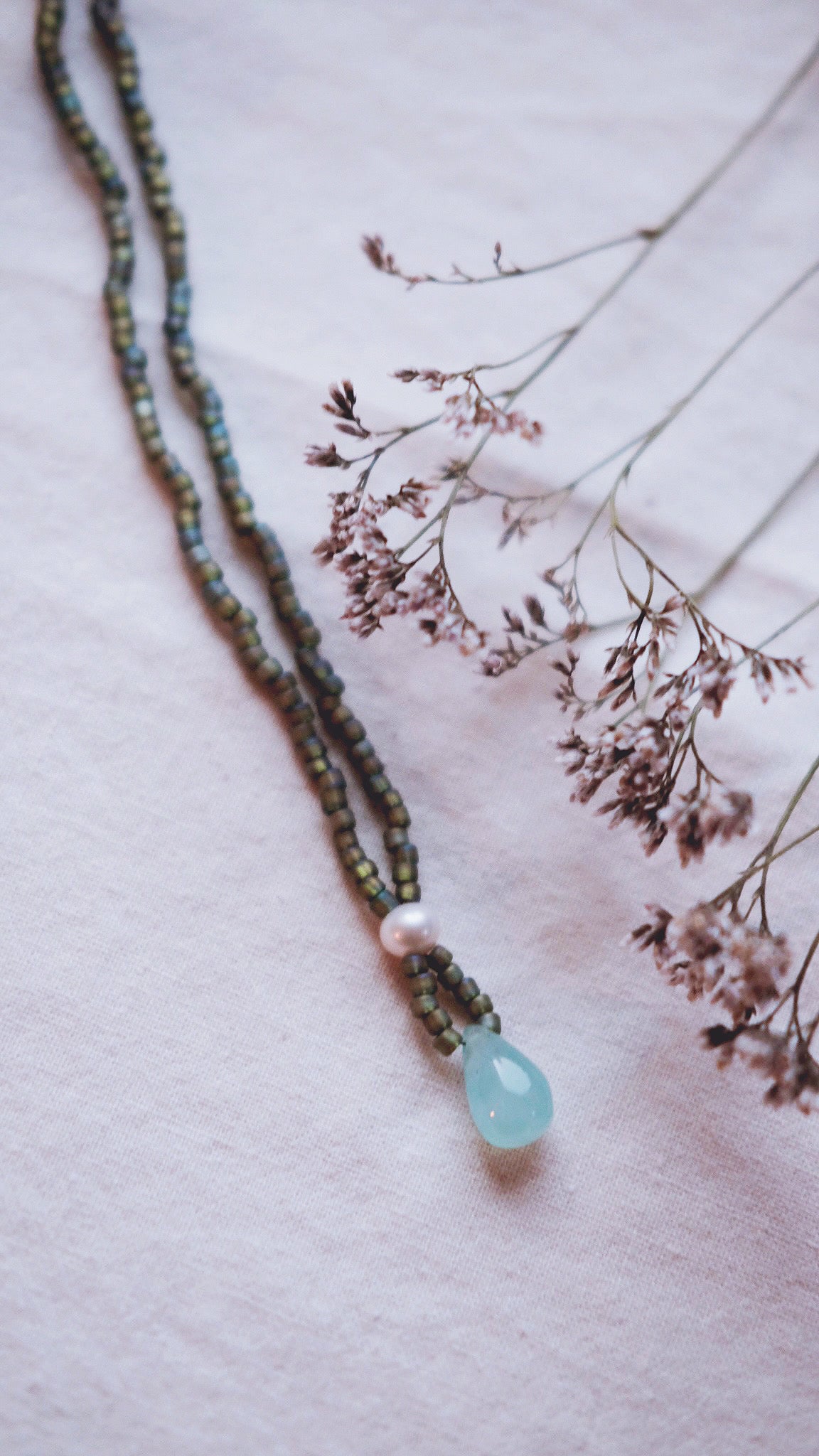 RESERVE for Alma + Sea Mist + Aqua Chalcedony + Freshwater Pearl necklace - Charitable donation jewel