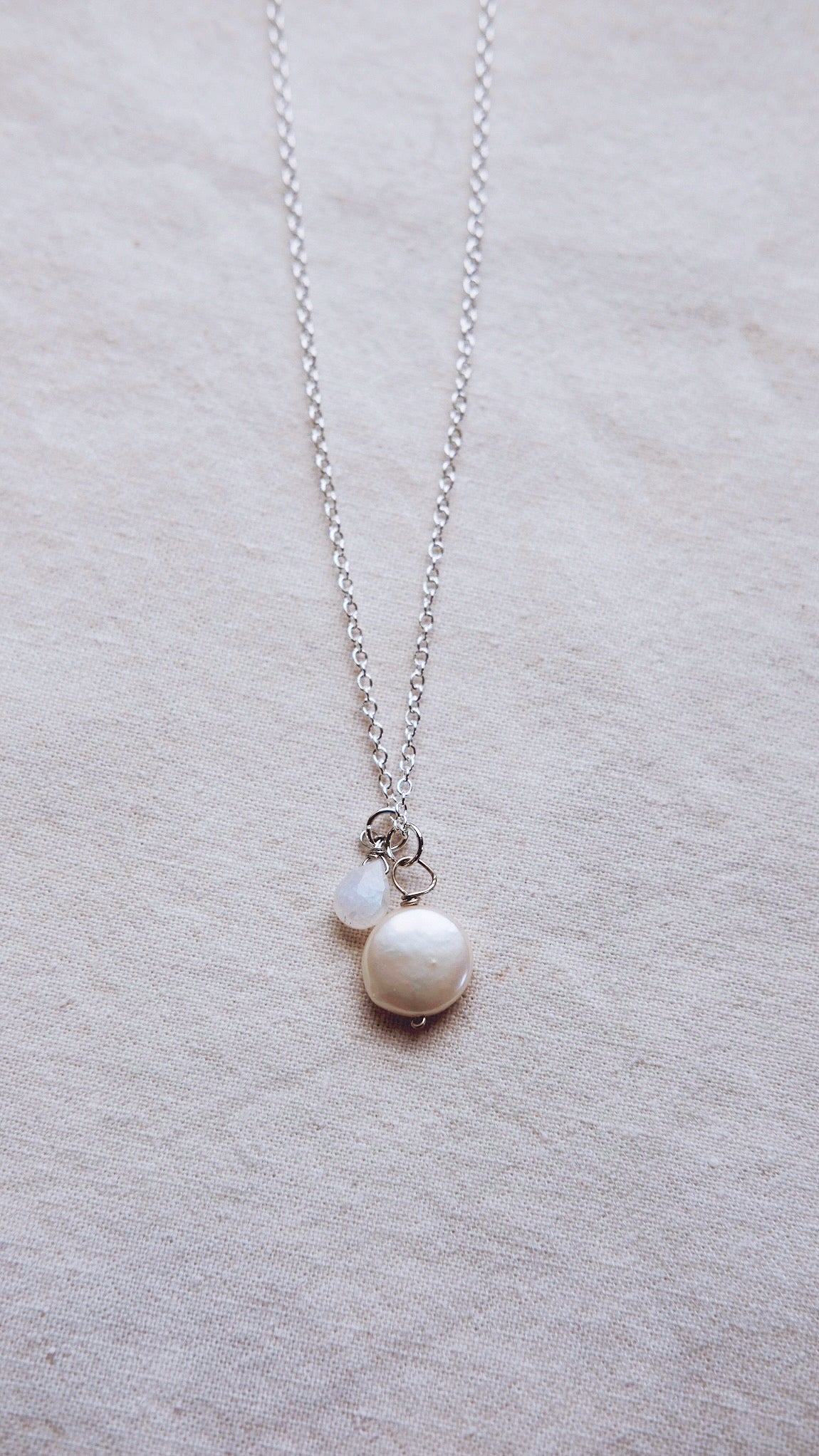Lunaria + Pearl + Moonstone necklace