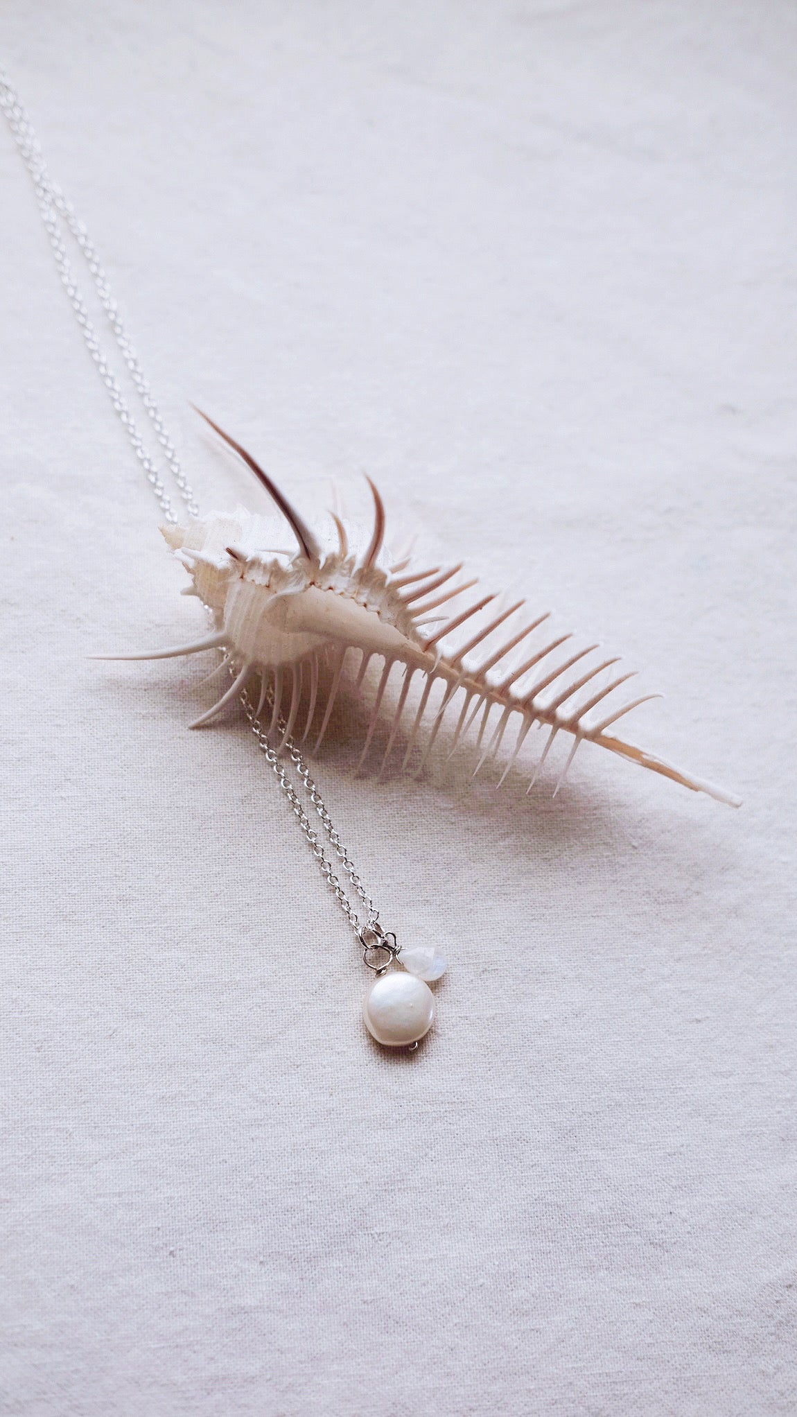 Lunaria + Pearl + Moonstone necklace