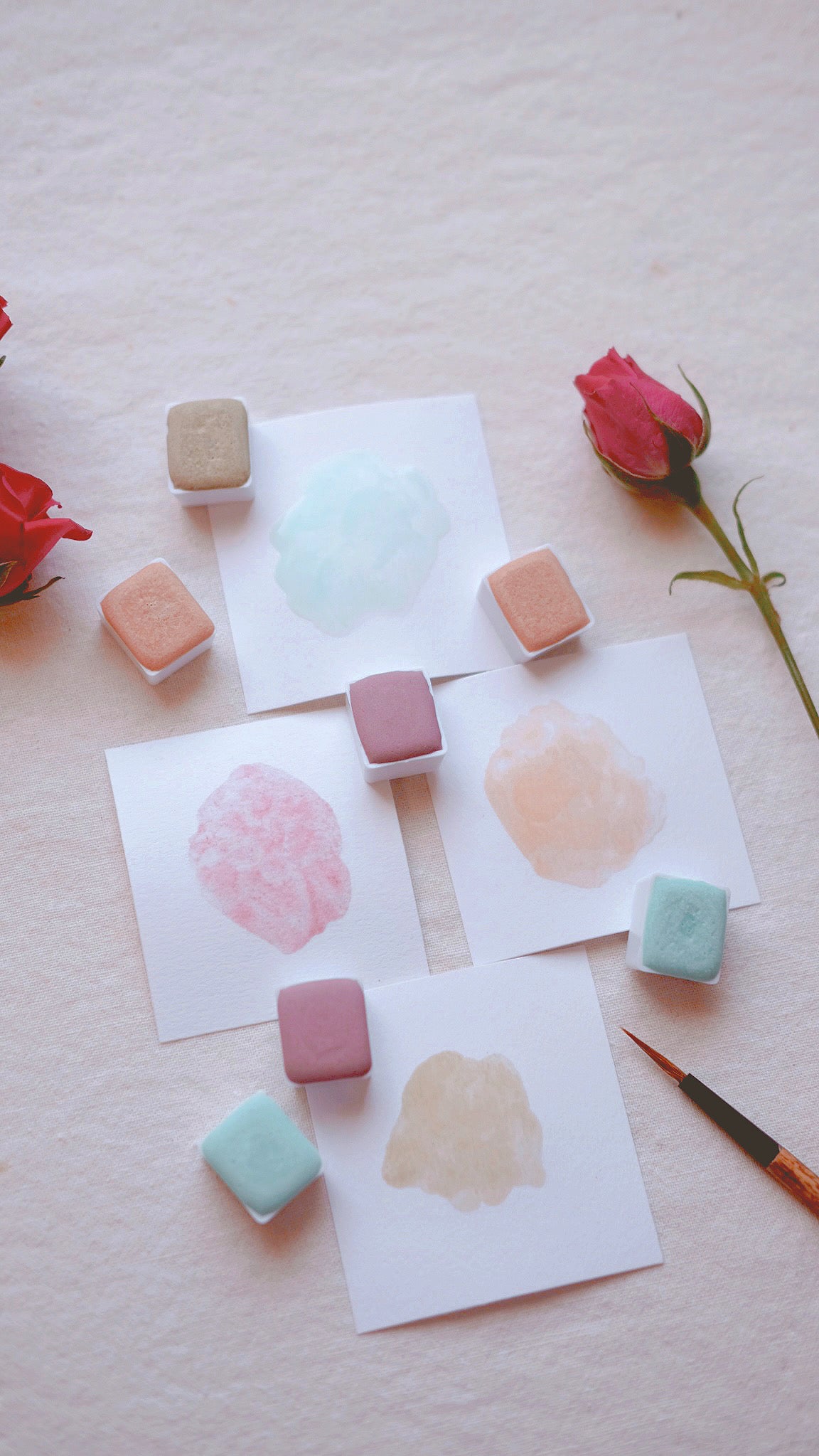 Spring Pastel - Limited edition gemstone mineral watercolor palette