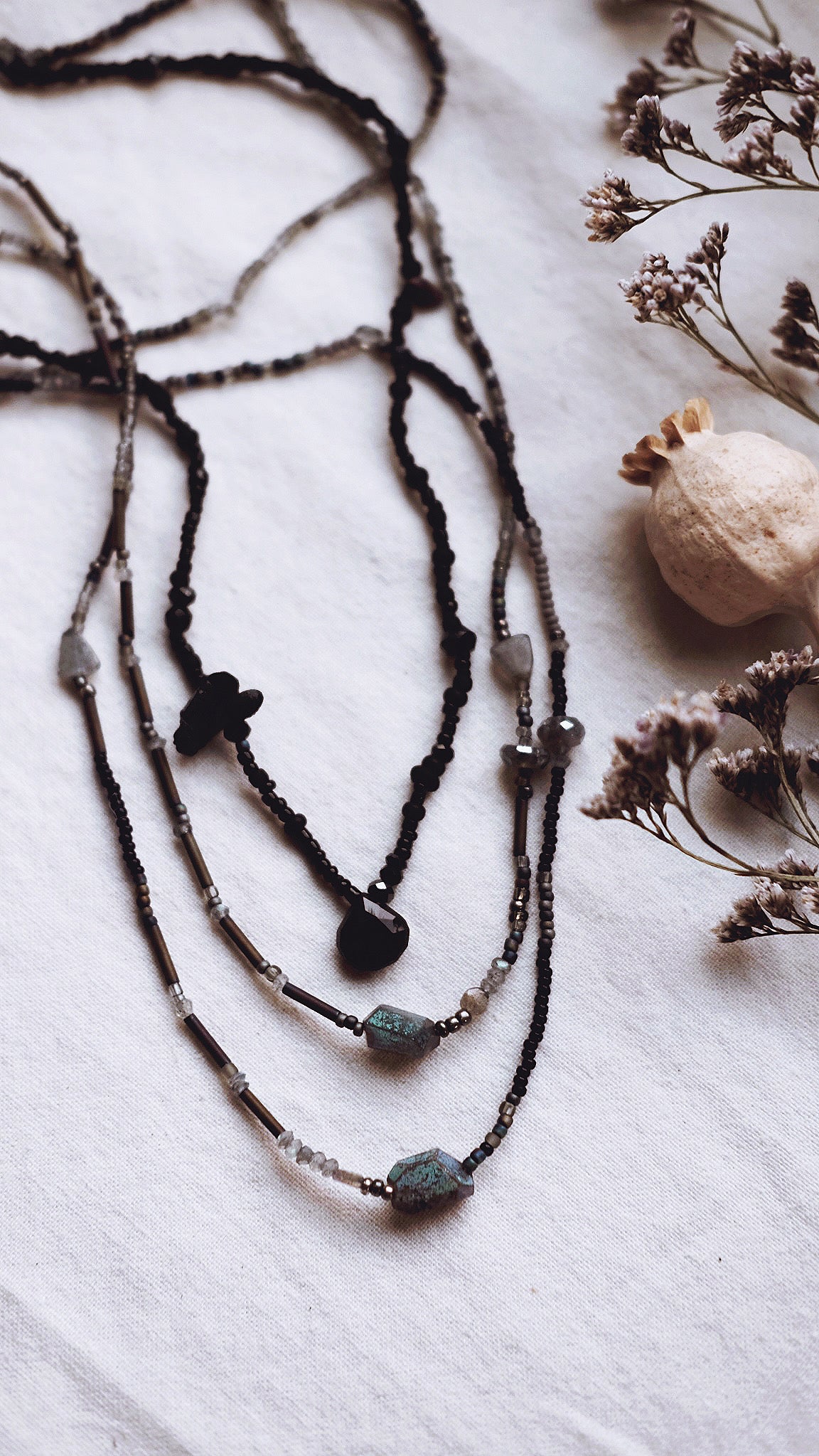 Traversing Night + Black Tourmaline + Onyx + Spinel necklace