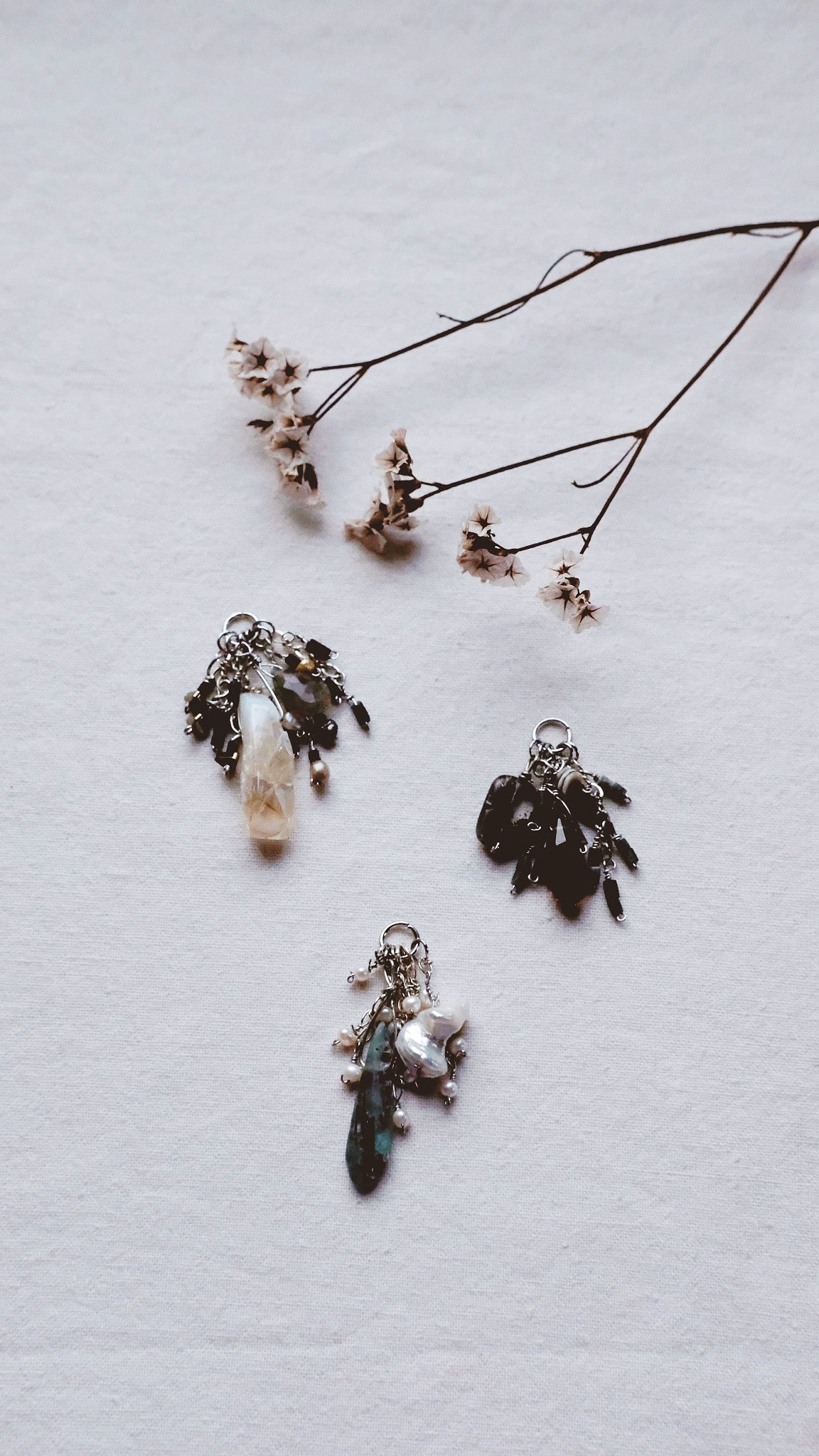 Smokey Quartz Nebulae + Smokey Quartz + Jade + Shell Heishil Talisman