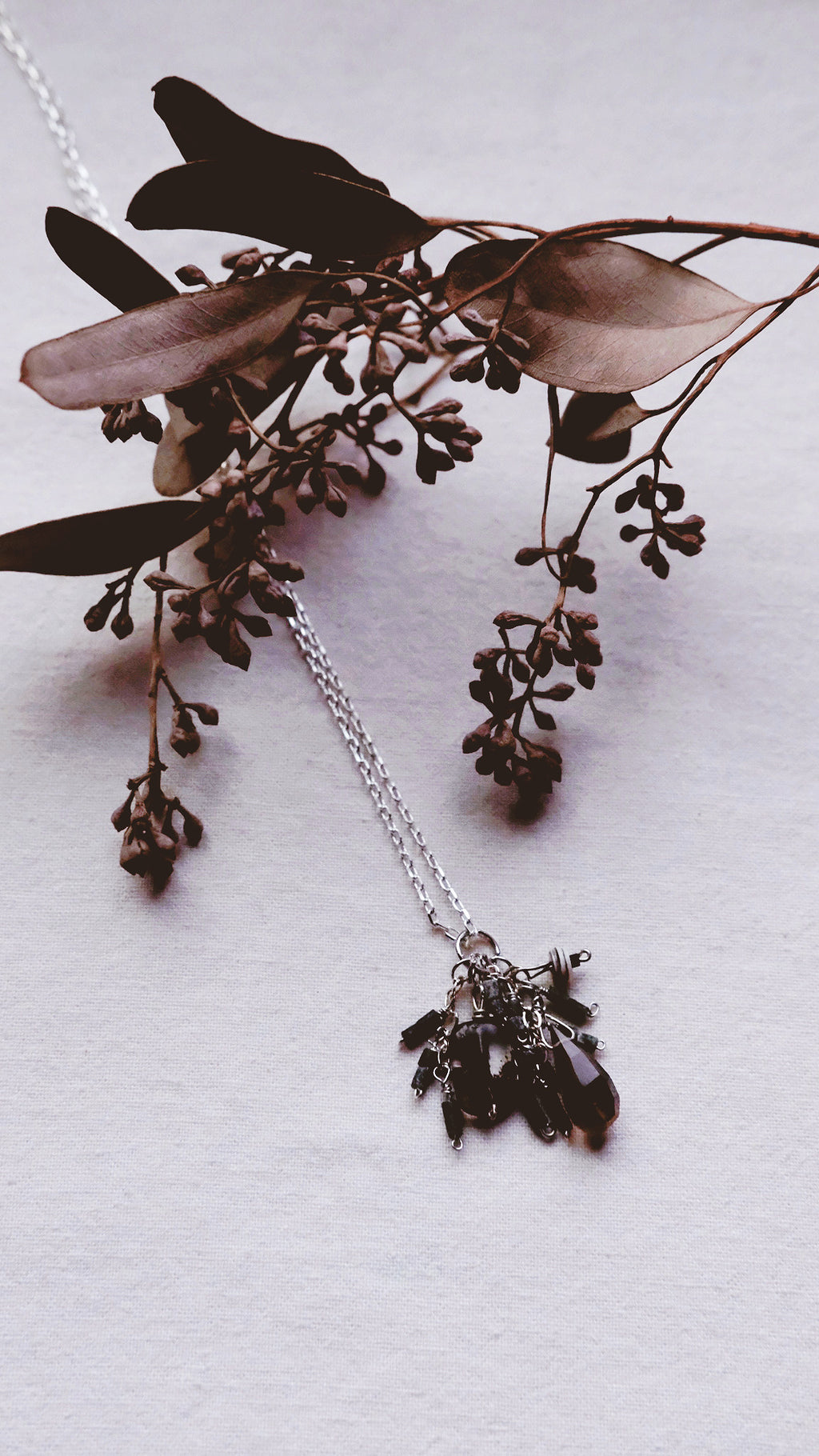 Smokey Quartz Nebulae + Smokey Quartz + Jade + Shell Heishil Talisman