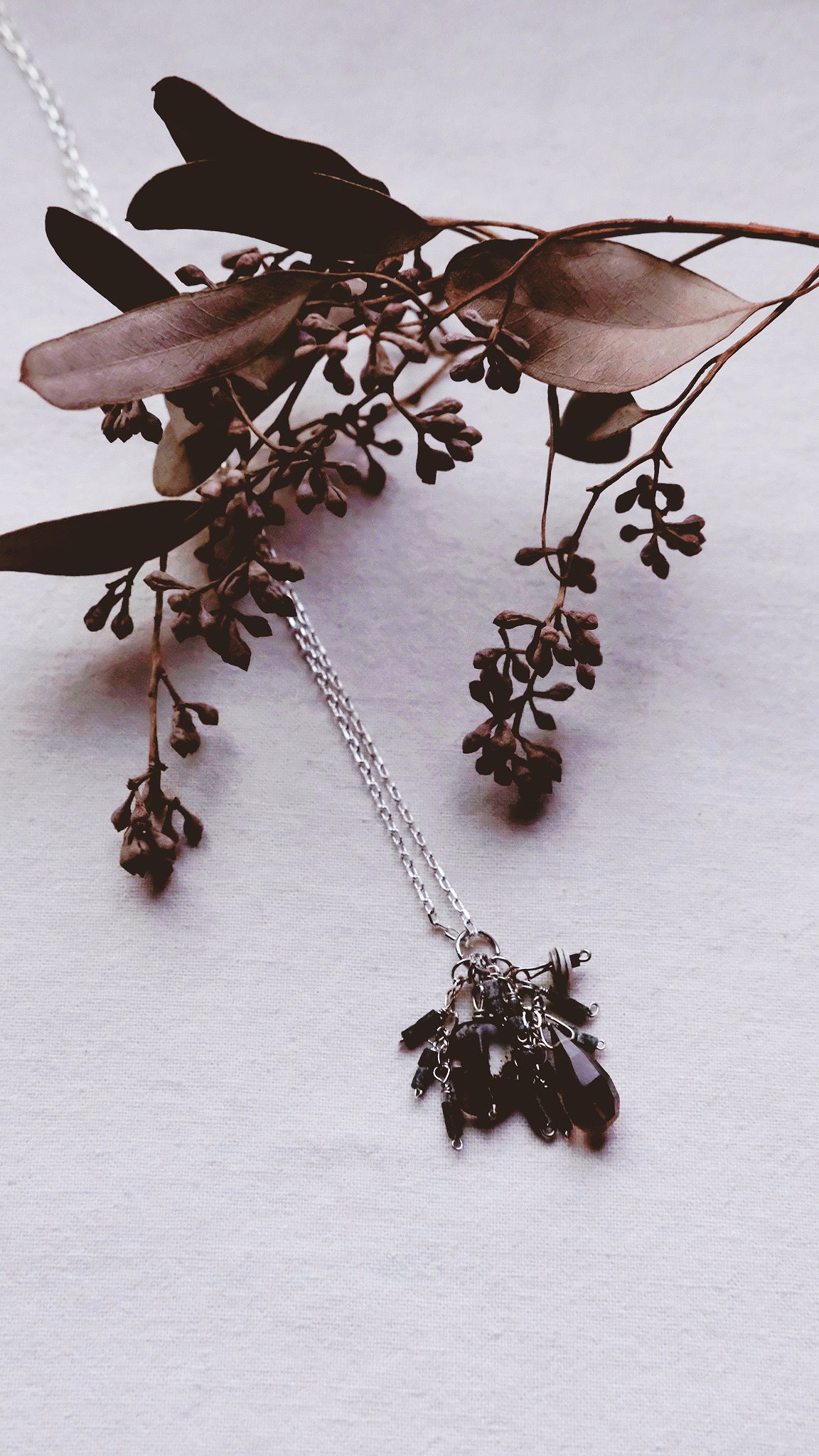 Smokey Quartz Nebulae + Smokey Quartz + Jade + Shell Heishil Talisman