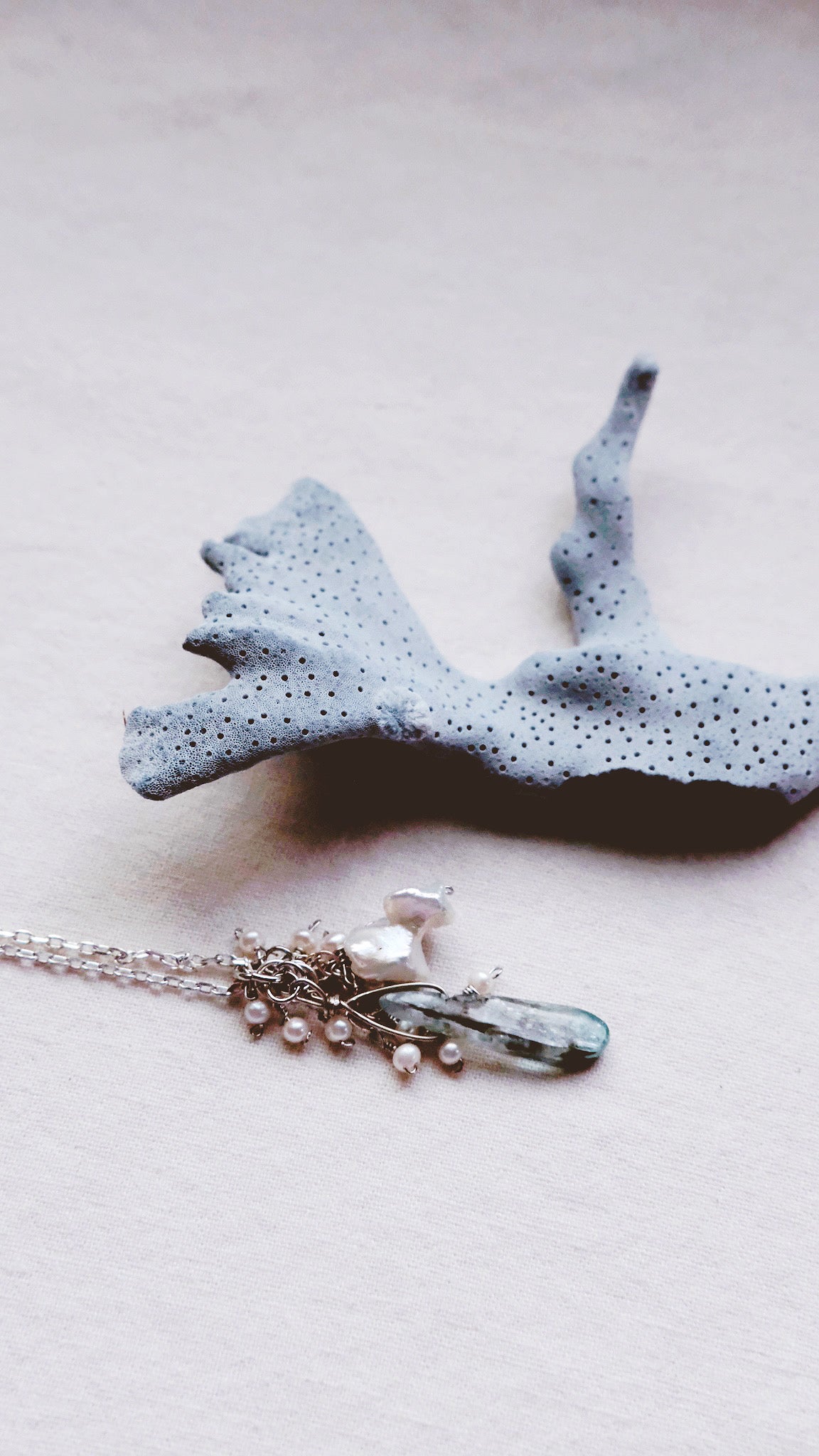 Kyanite Nebulae + Kyanite + Freshwater Pearl + Baroque Pearl Talisman