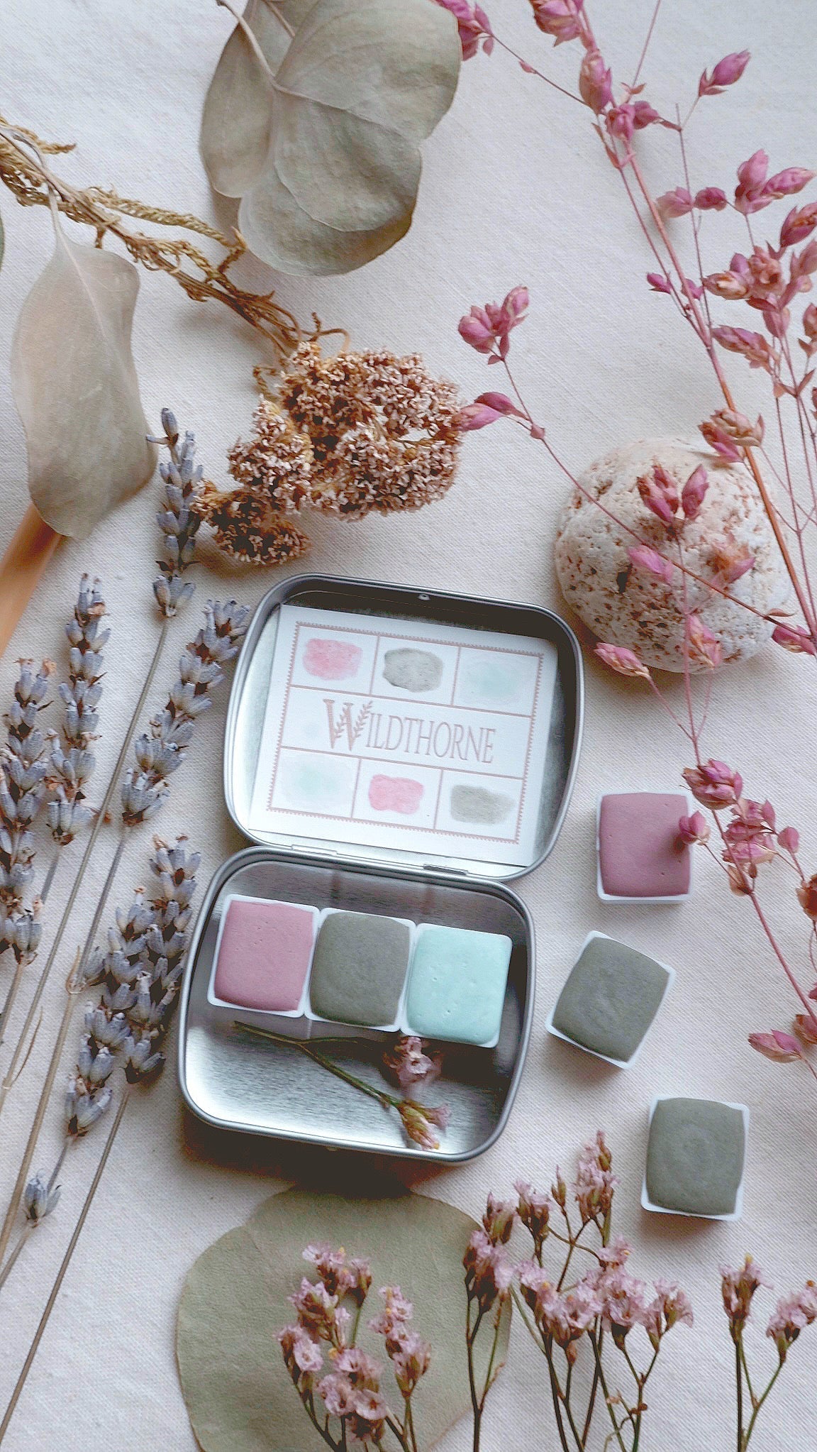 RESERVE for Cathy + Spring Pastel + Seashell paints + Limited edition Gemstone Mineral watercolor palette