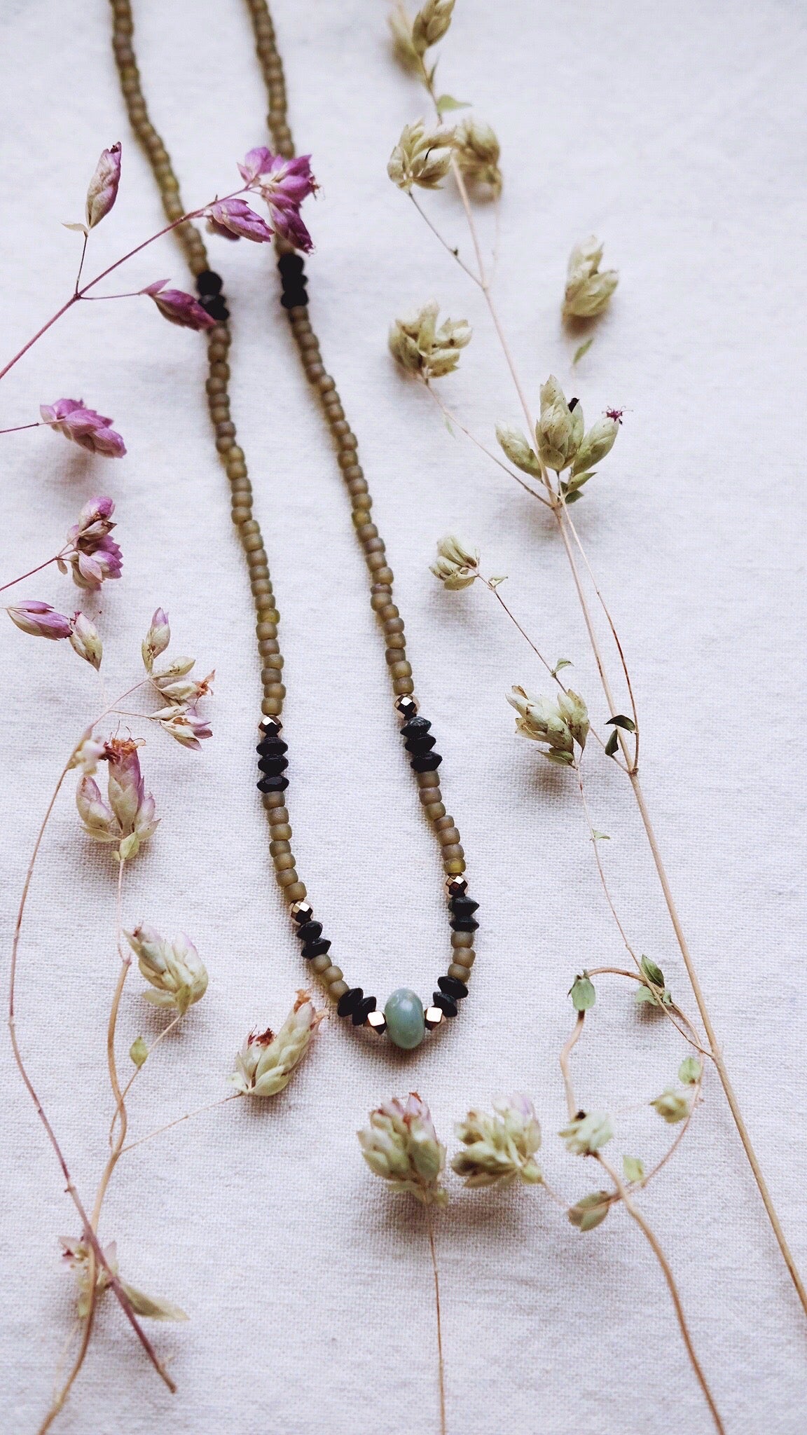 Silence of Sand + Jasper + Jade + Chalcedony + Pyrite necklace