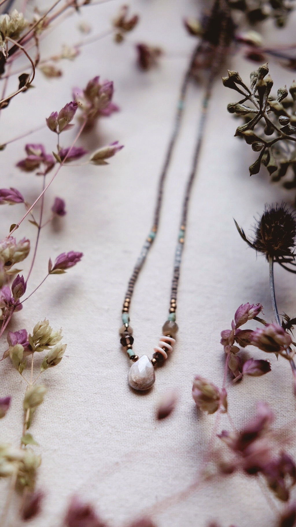 The Seer + Chalcedony + Moonstone + Pyrite necklace
