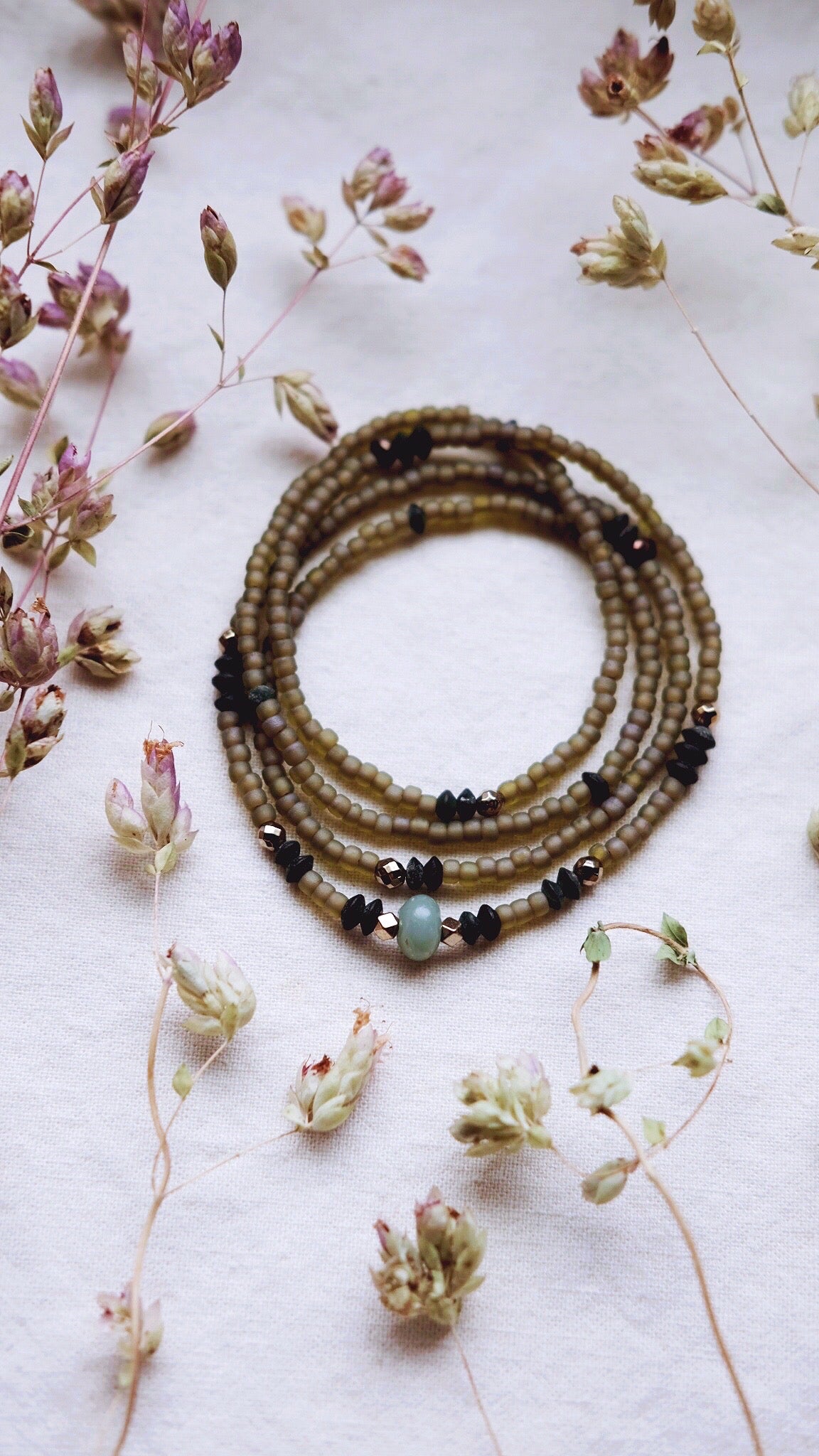 Silence of Sand + Jasper + Jade + Chalcedony + Pyrite necklace
