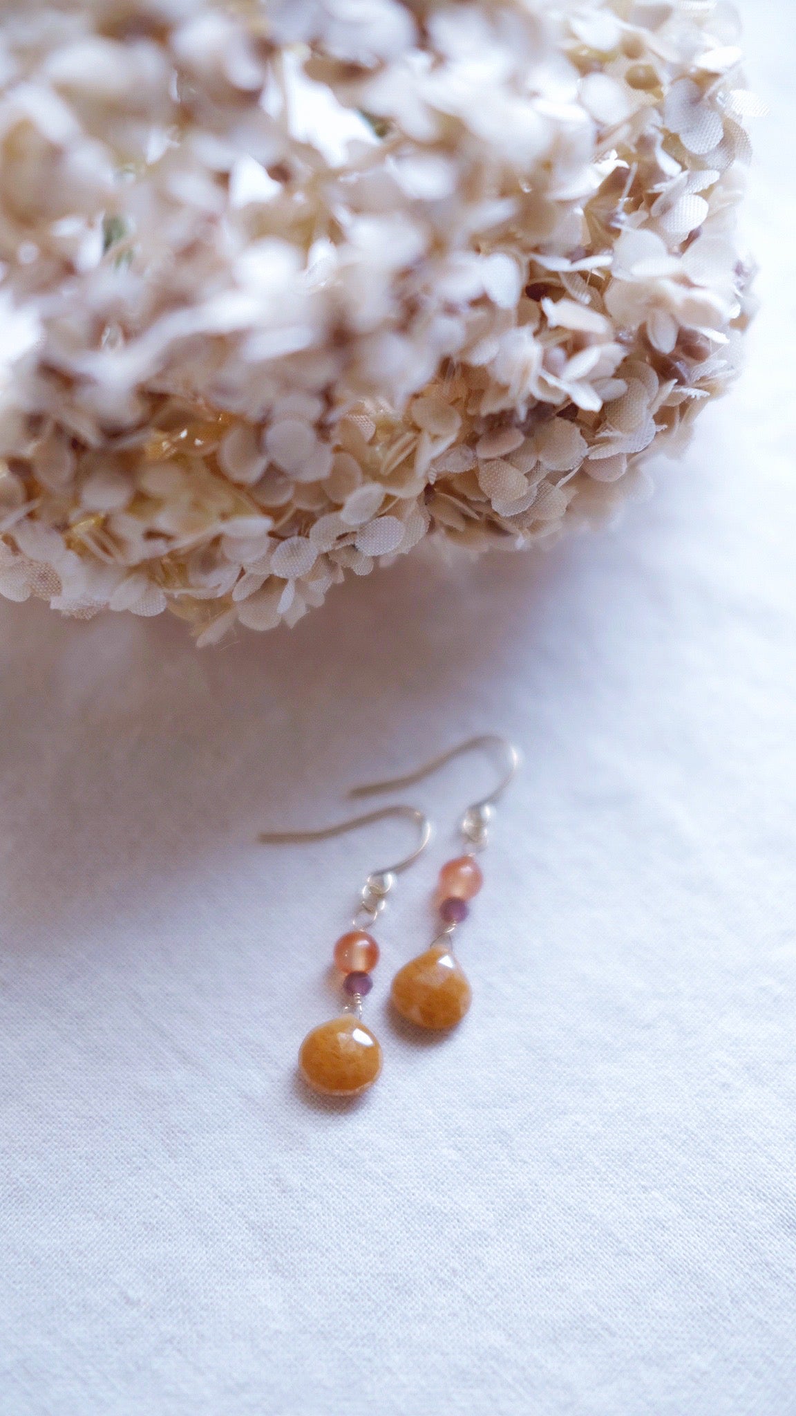 Moon Cake + Carnelian and Chalcedony earrings
