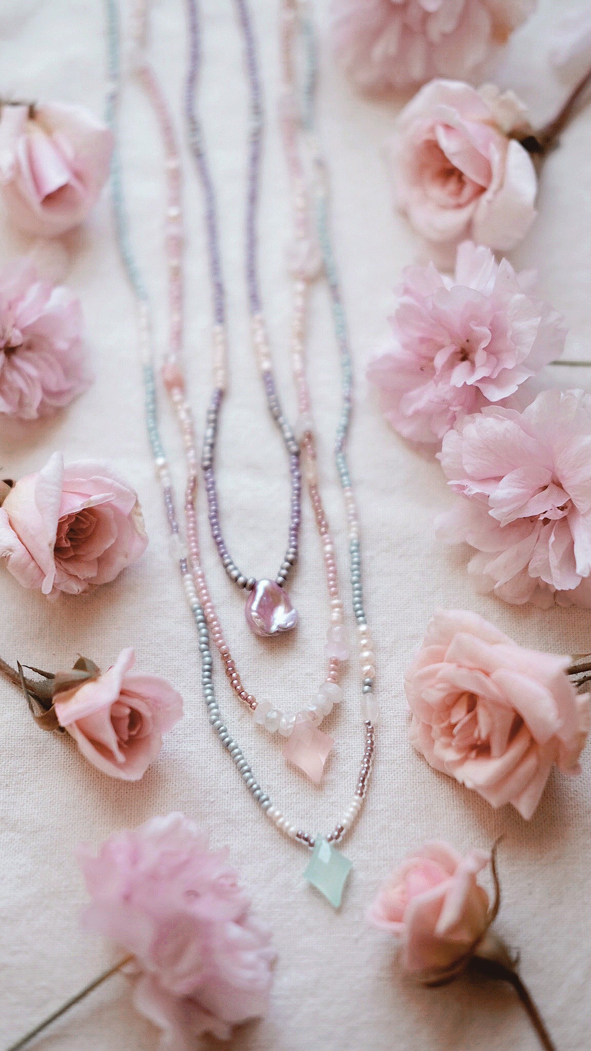 Pearl Petal + Keshi Pearl + serenity necklace
