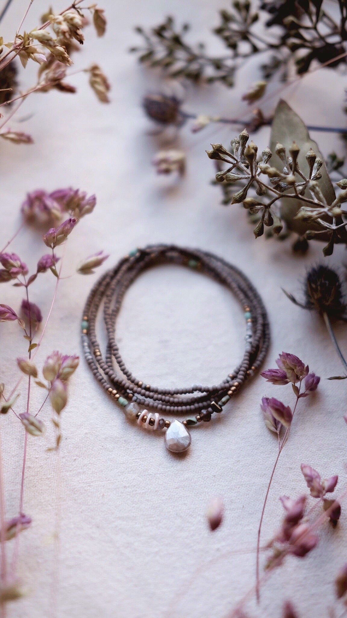 The Seer + Chalcedony + Moonstone + Pyrite necklace