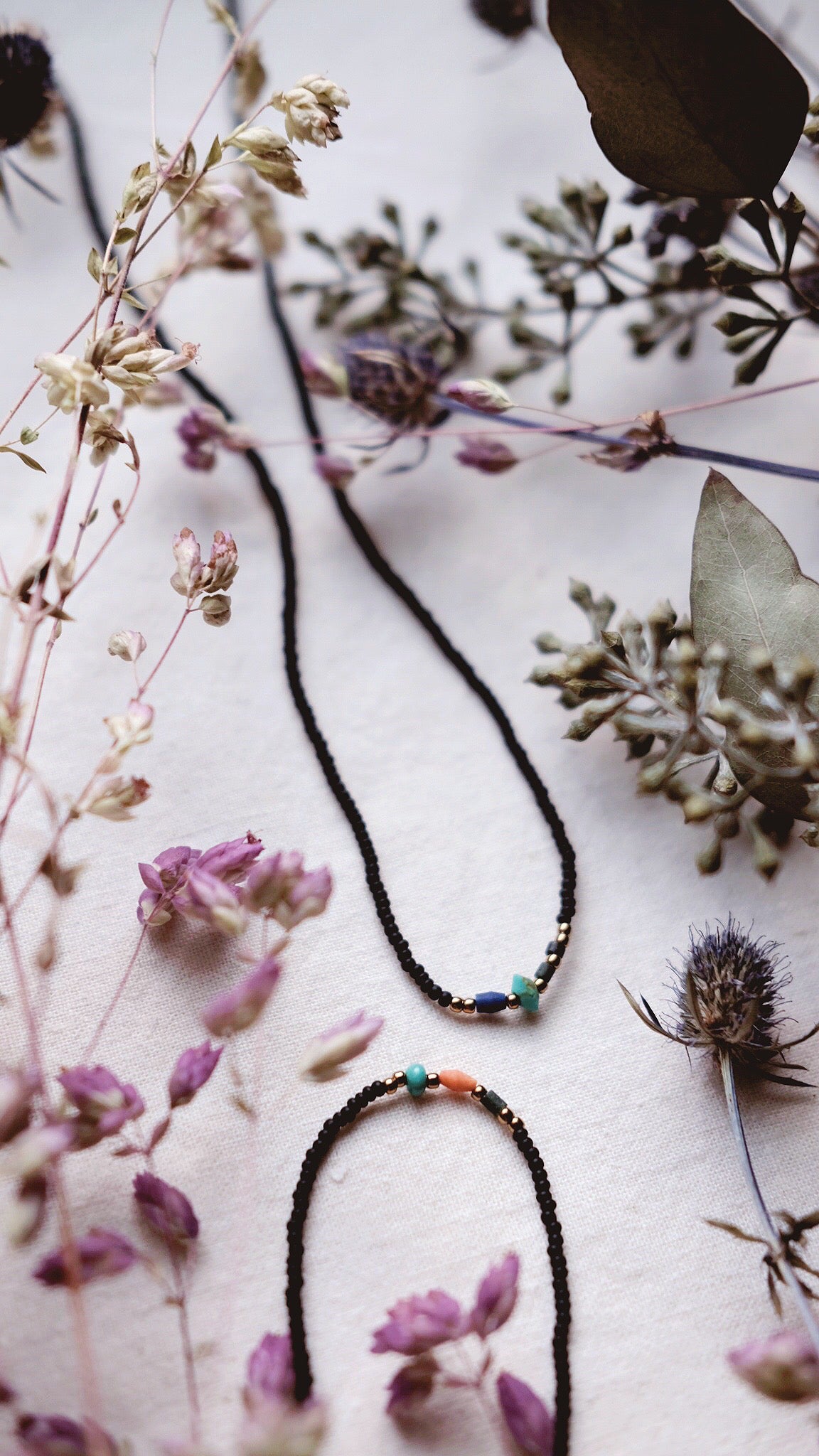 bé tị + Jade + Turquoise + Coral + Lapis Lazuli necklaces