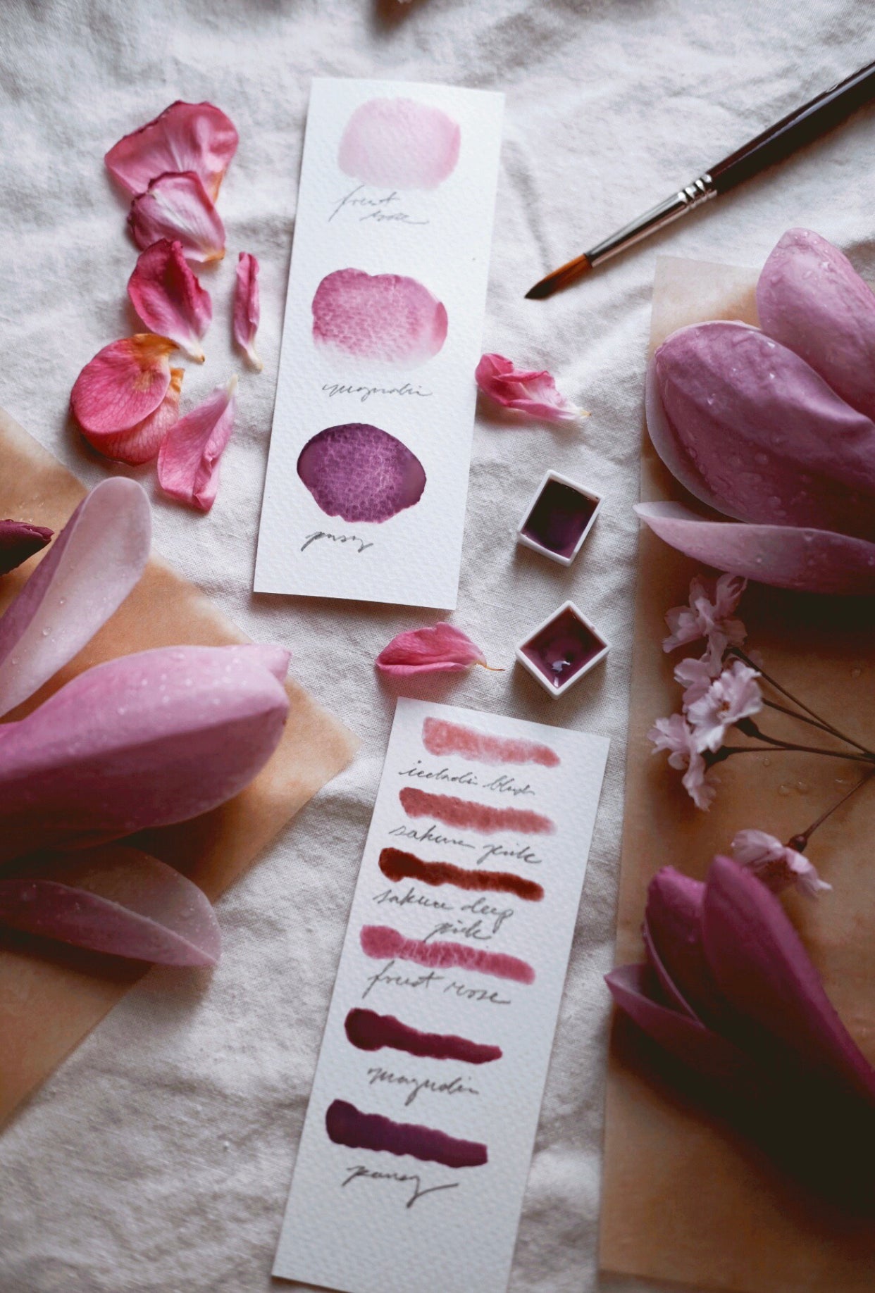 Pink Blossom + Limited edition gemstone watercolor palette
