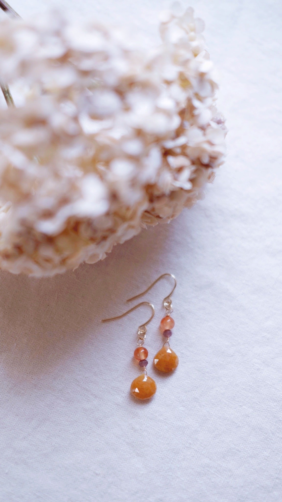 Moon Cake + Carnelian and Chalcedony earrings