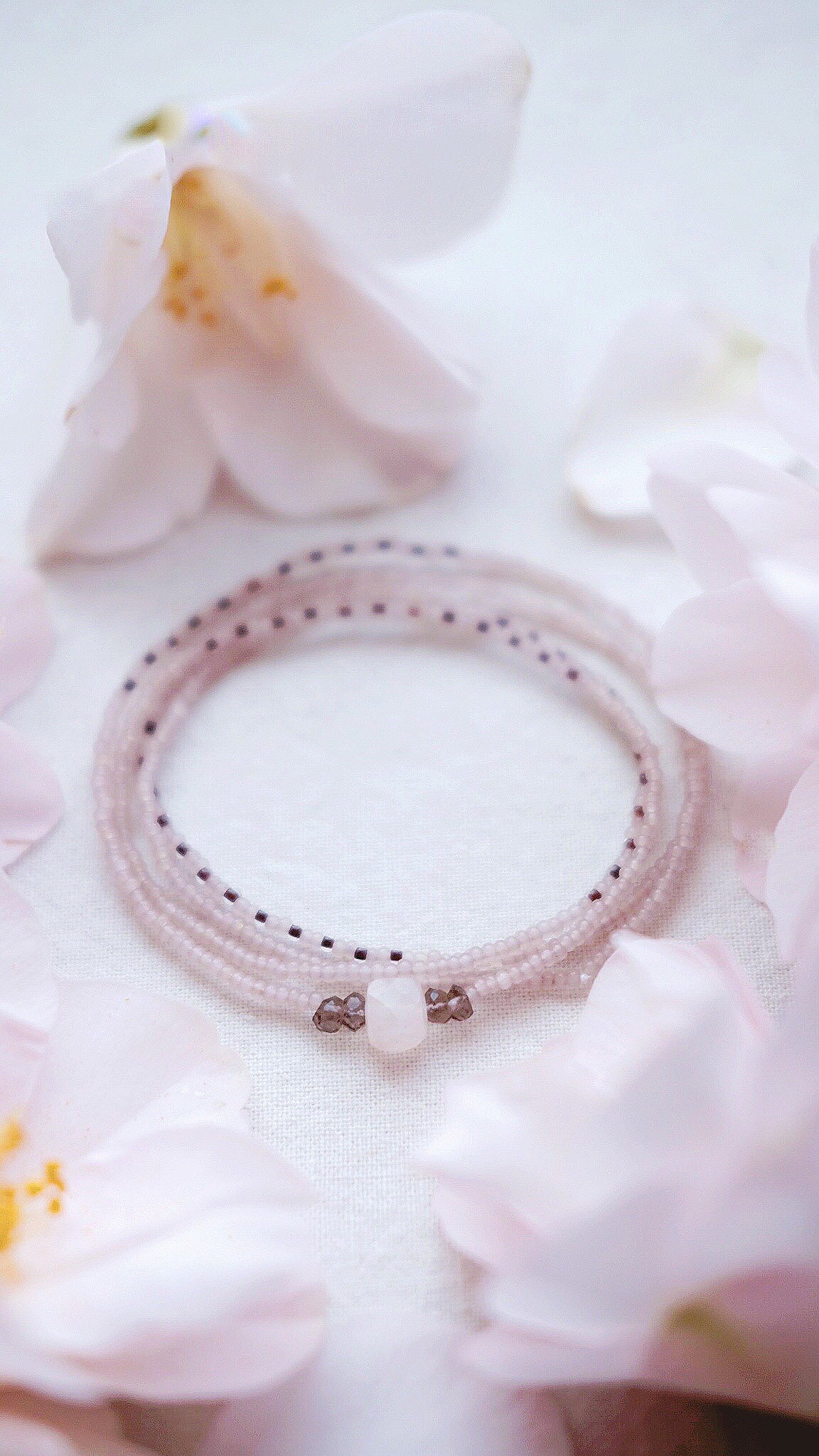 Serenity + Peach Aventurine & Andalusite + mindfulness beaded necklace