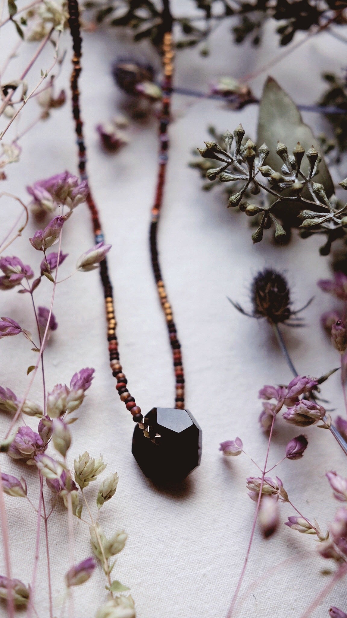 The Clairvoyant + Smoky Quartz + Pyrite necklace