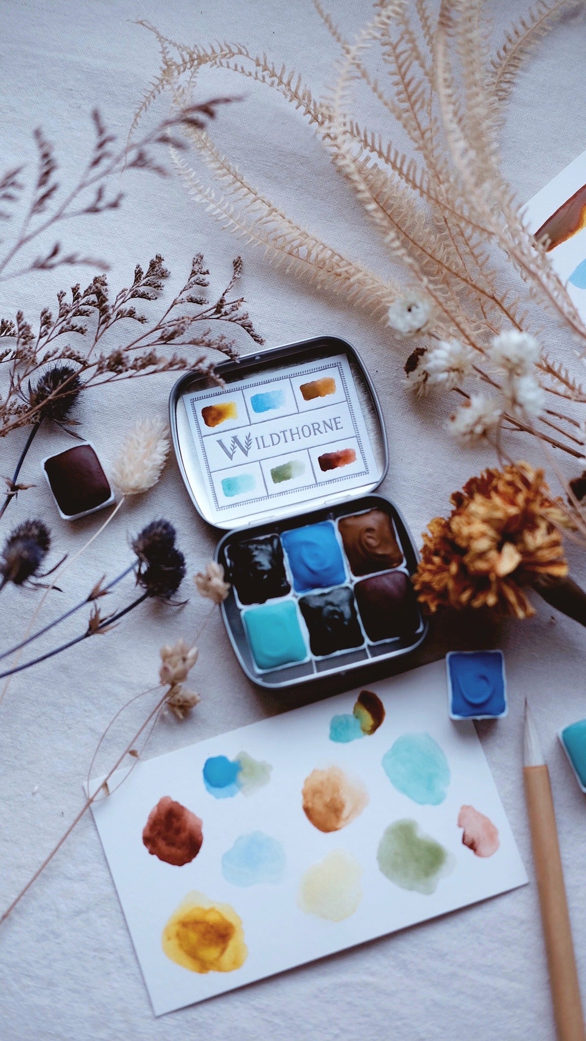 Sky Weaver + Earthy mineral watercolor palette