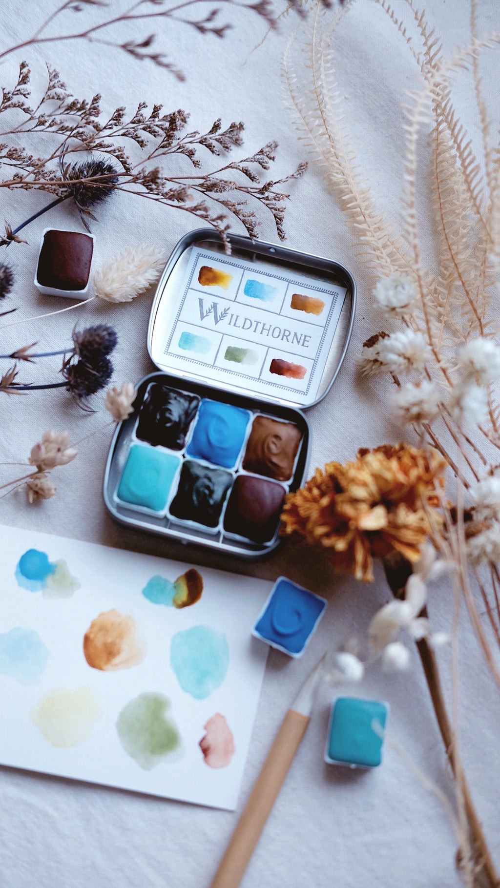 Sky Weaver + Earthy mineral watercolor palette