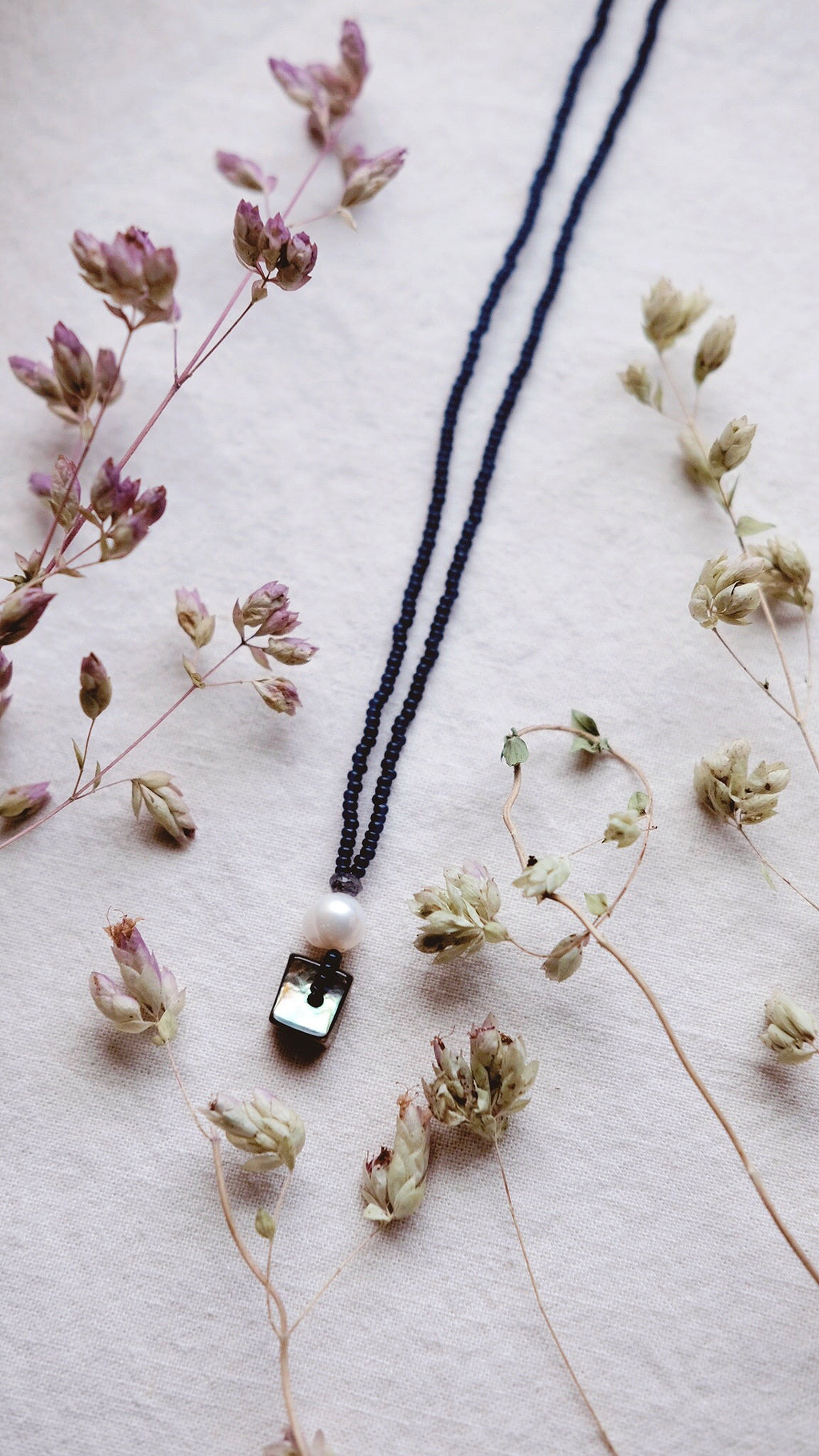 Moon Pearl + Baroque Pearl + Indigenous Abalone + Labradorite necklace