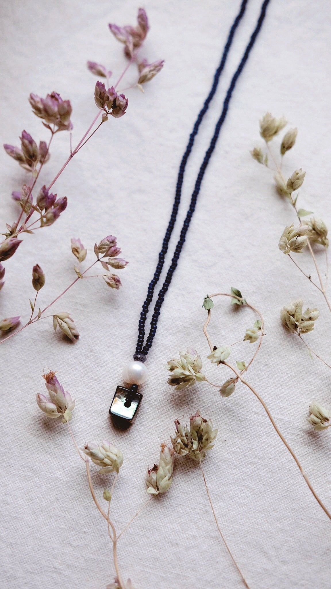 Moon Pearl + Baroque Pearl + Indigenous Abalone + Labradorite necklace