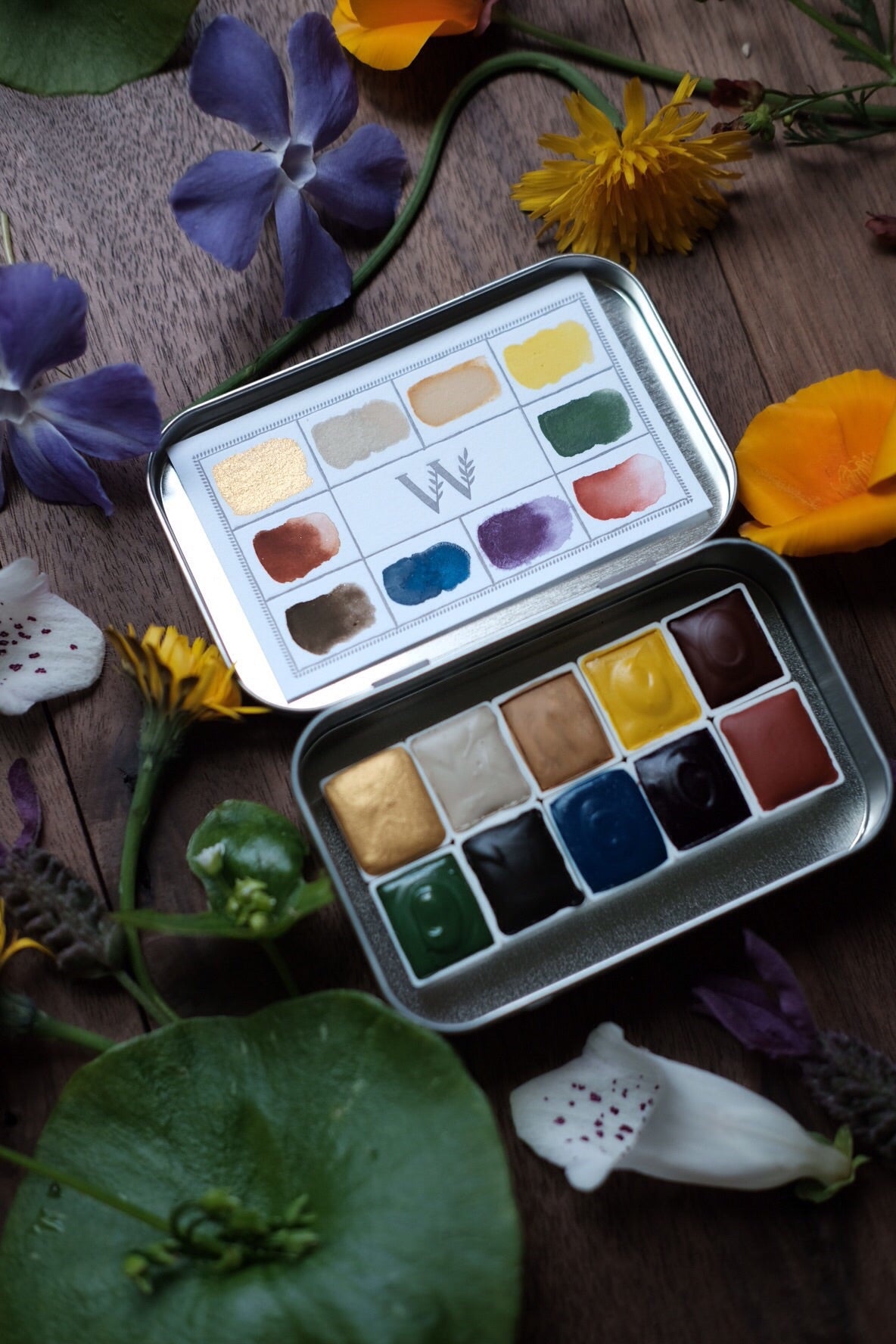 Dandelion + Earth Mineral watercolor palette
