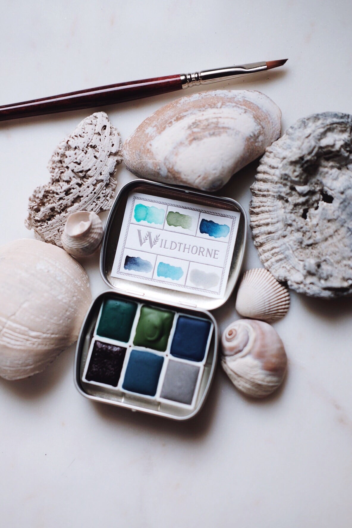 RESERVE for Paula + Ocean sediment - Mineral watercolor palette