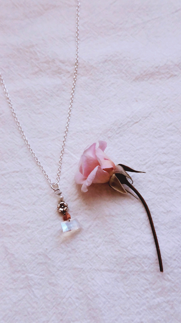 Moonstone Trapezoid Amulet  - LUNAR HARVEST - Full Moon in Libra, Venus in Taurus