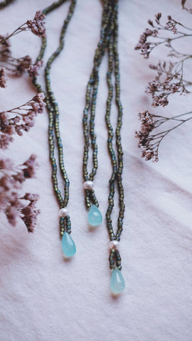 RESERVE for Alma + Sea Mist + Aqua Chalcedony + Freshwater Pearl necklace - Charitable donation jewel