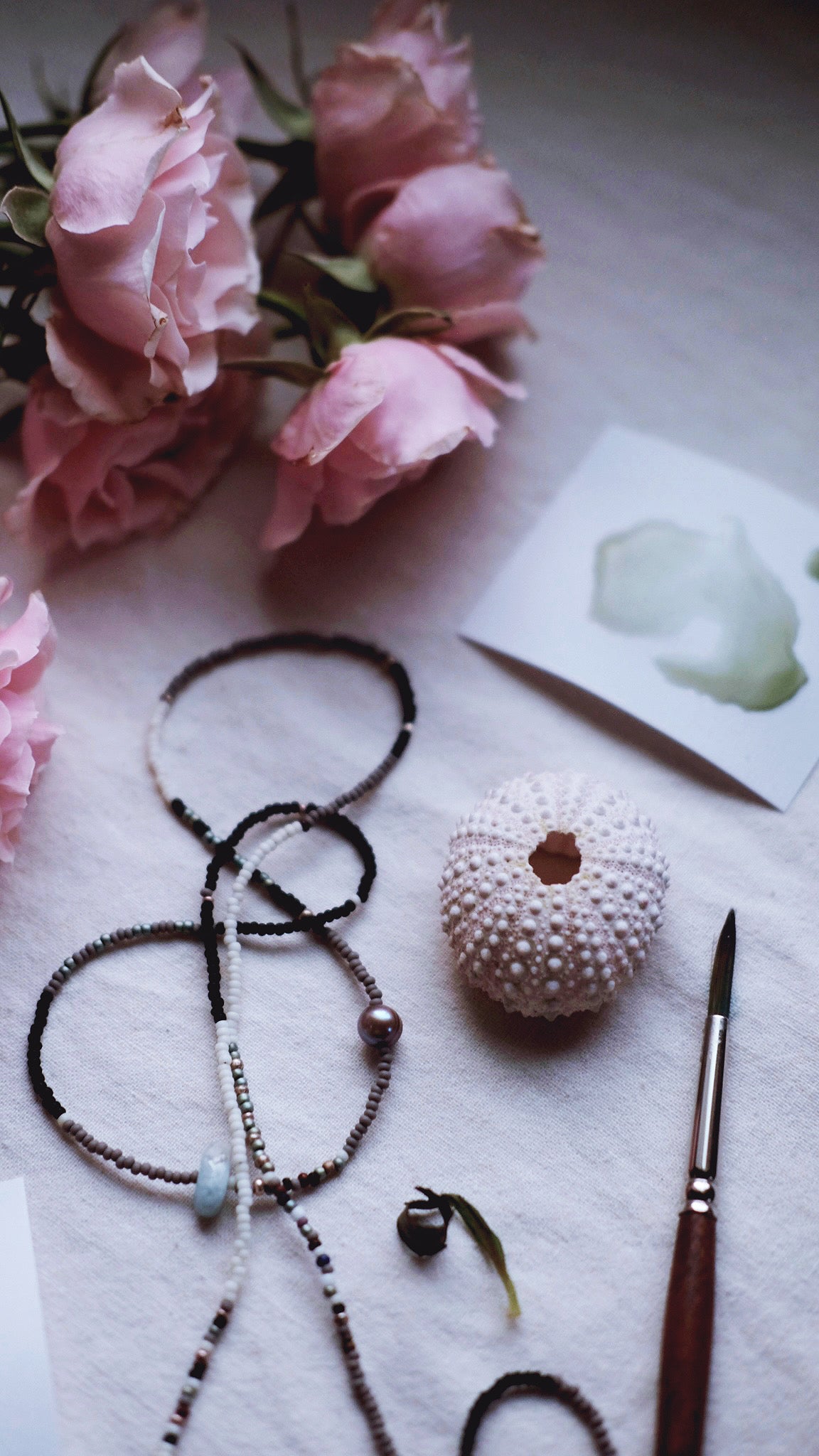 Enduring Pearl + Aquamarine + Freshwater pearl necklace