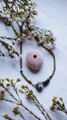 RESERVE for Maria - Lunar Tidepool + Aventurine + Freshwater Pearl + Natural seashell + Smokey Quartz necklace