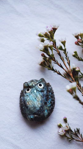 Labradorite Zuni Owl carving by Kateri Sanchez