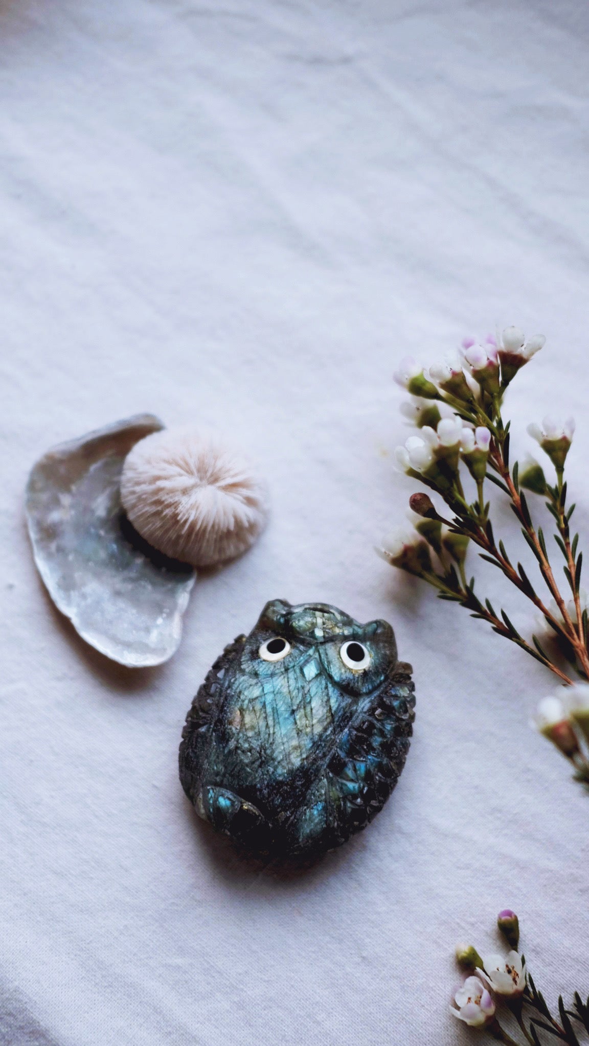 Labradorite Zuni Owl carving by Kateri Sanchez