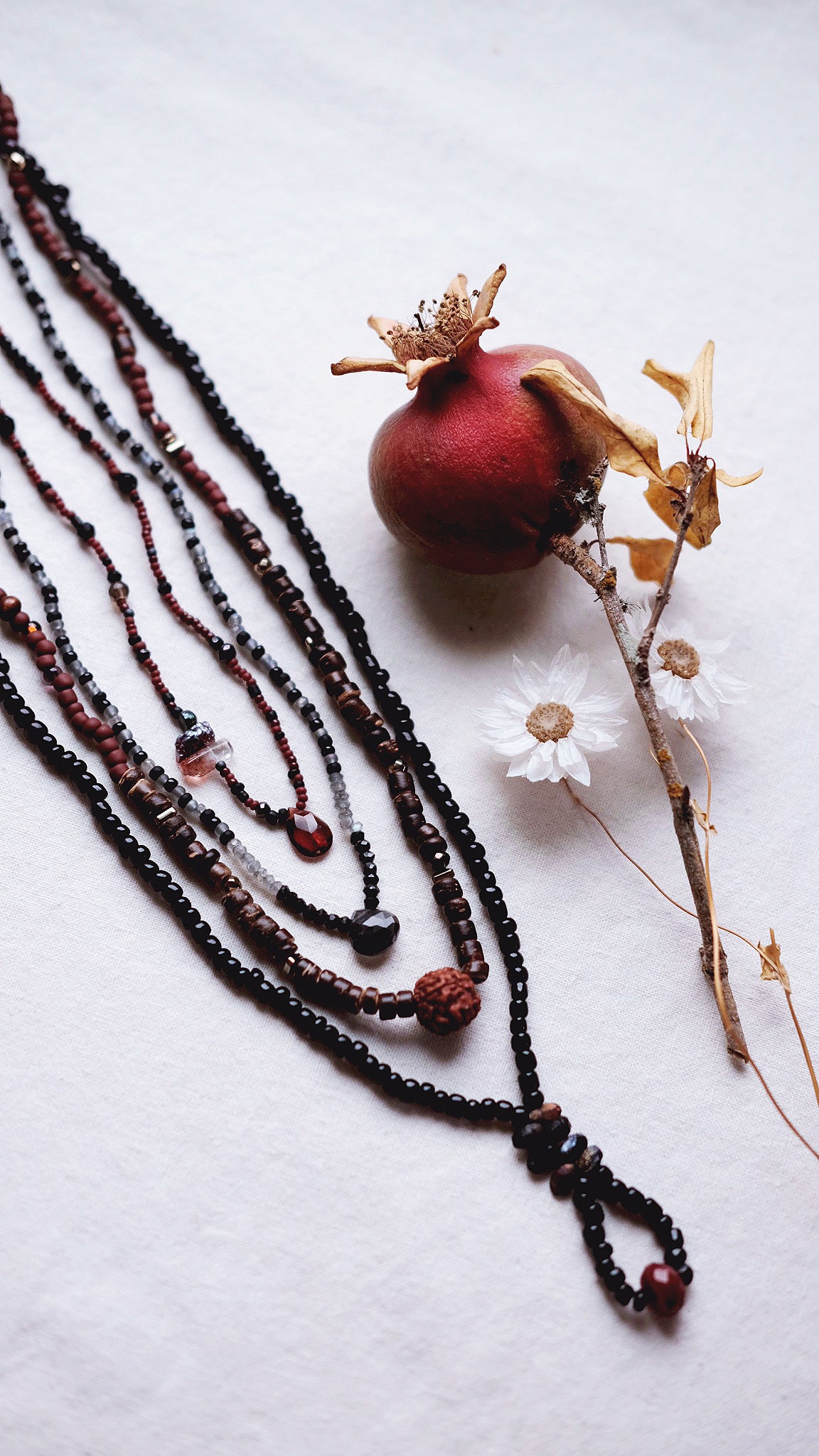 Lion’s Roar + Rudraksha + Onyx + Pyrite gemstone necklace