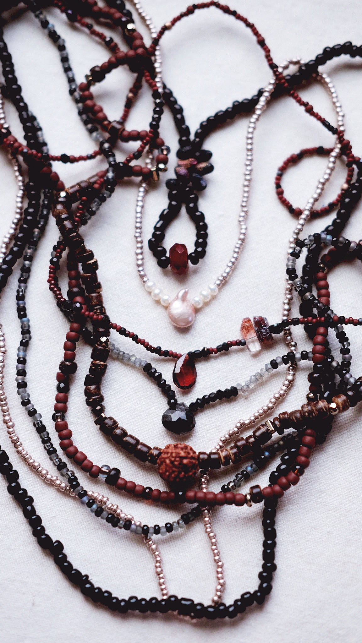 Midnight Lantern + Ruby Quartz + textured earthen necklace