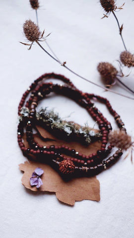 Lion’s Roar + Rudraksha + Onyx + Pyrite gemstone necklace