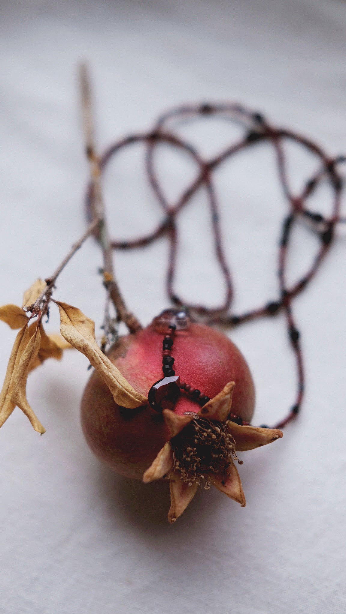 Proserpina + Garnet + Lepidocrosite + Pearl + Smokey Quartz + Onyx necklace