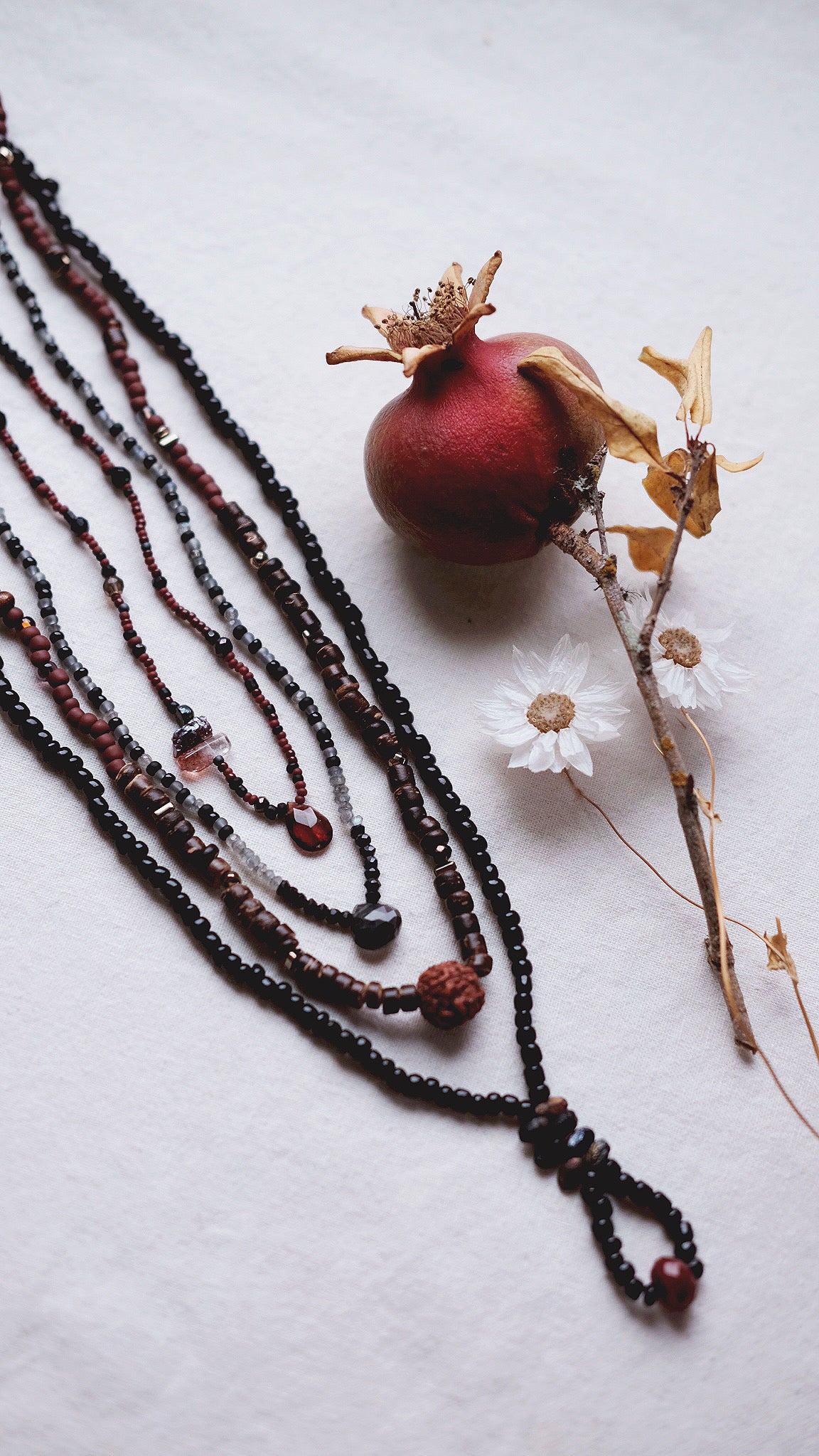 Midnight Lantern + Ruby Quartz + textured earthen necklace