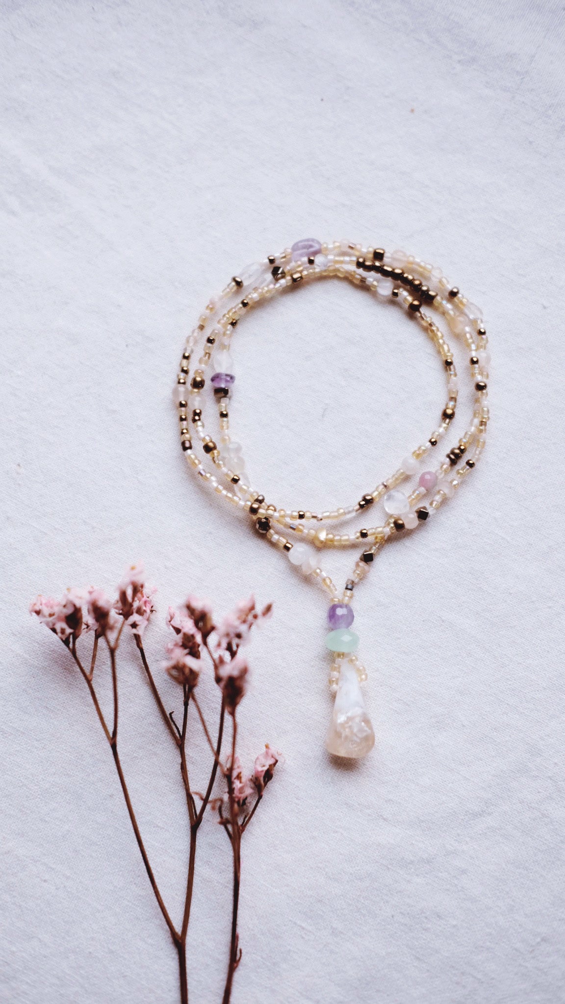 Sunbeam + Citrine + Amethyst + Pyrite + Chalcedony necklace