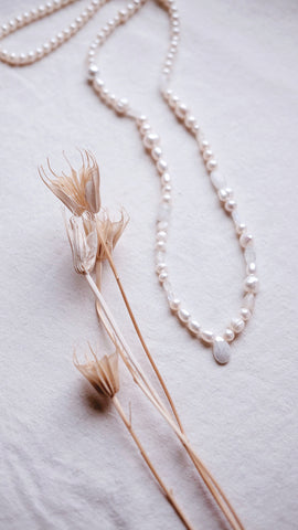 Leto + Pearl + Moonstone necklace