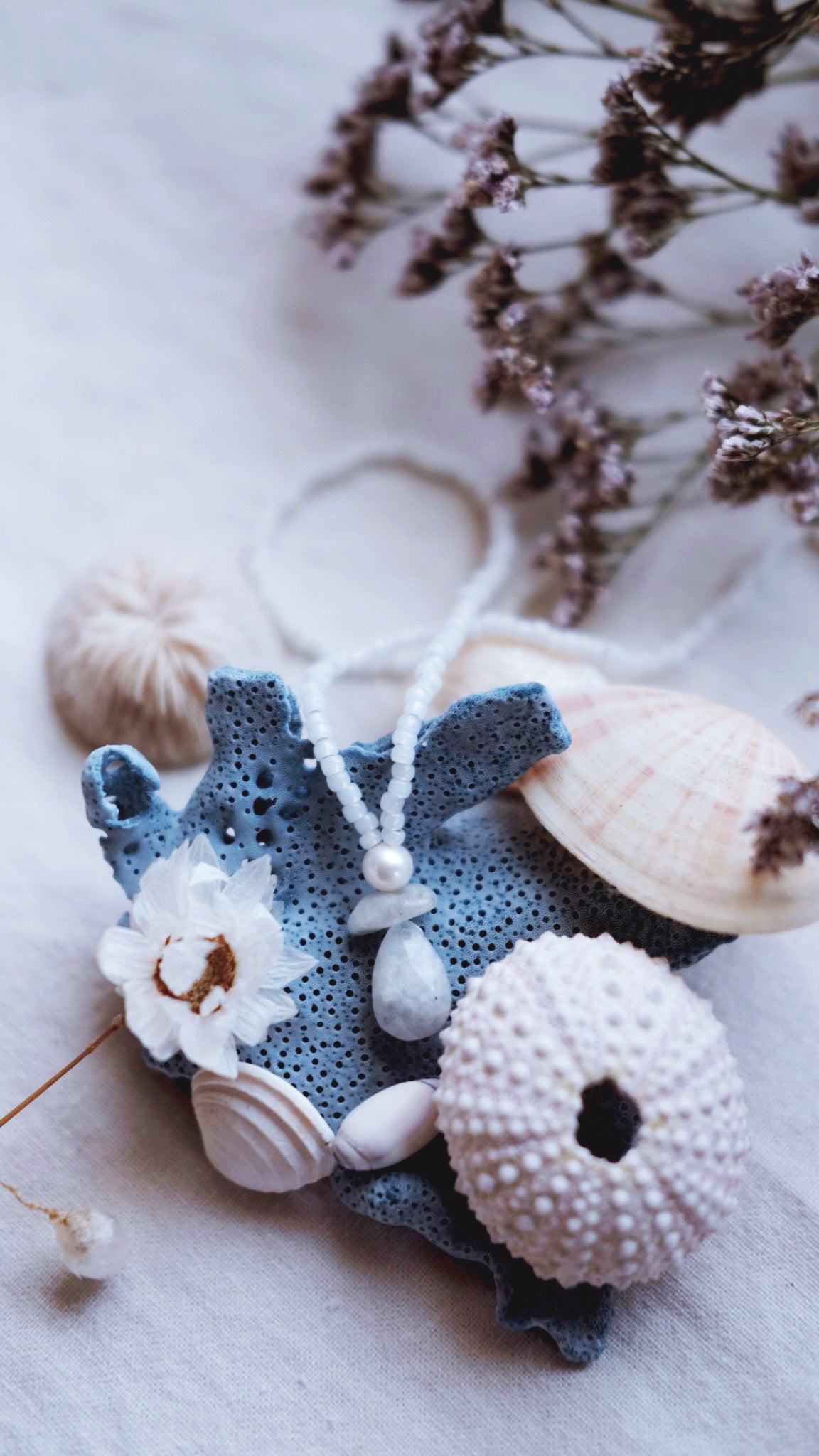 Moonglow + Aquamarine + Freshwater Pearl + Moonstone necklace