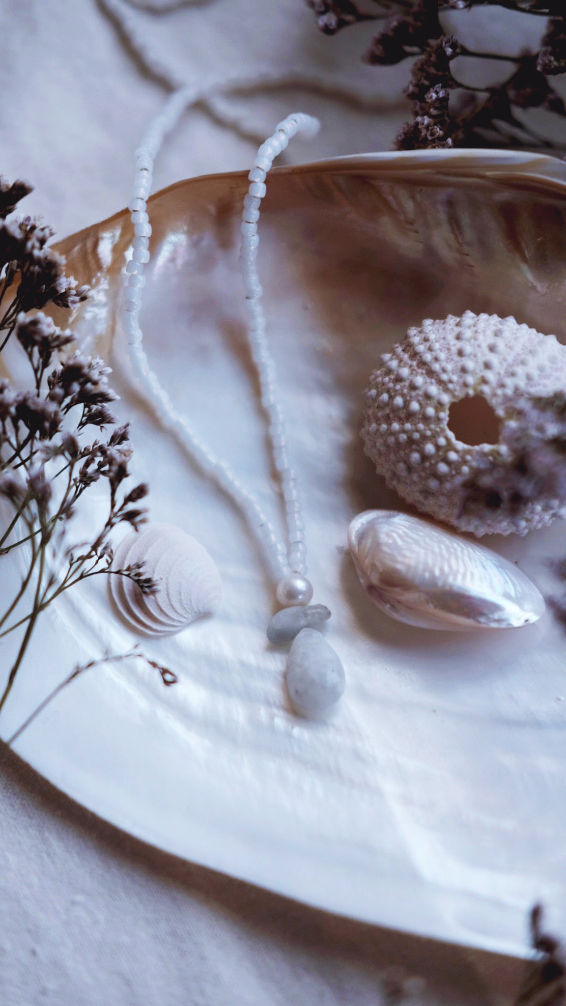 Moonglow + Aquamarine + Freshwater Pearl + Moonstone necklace