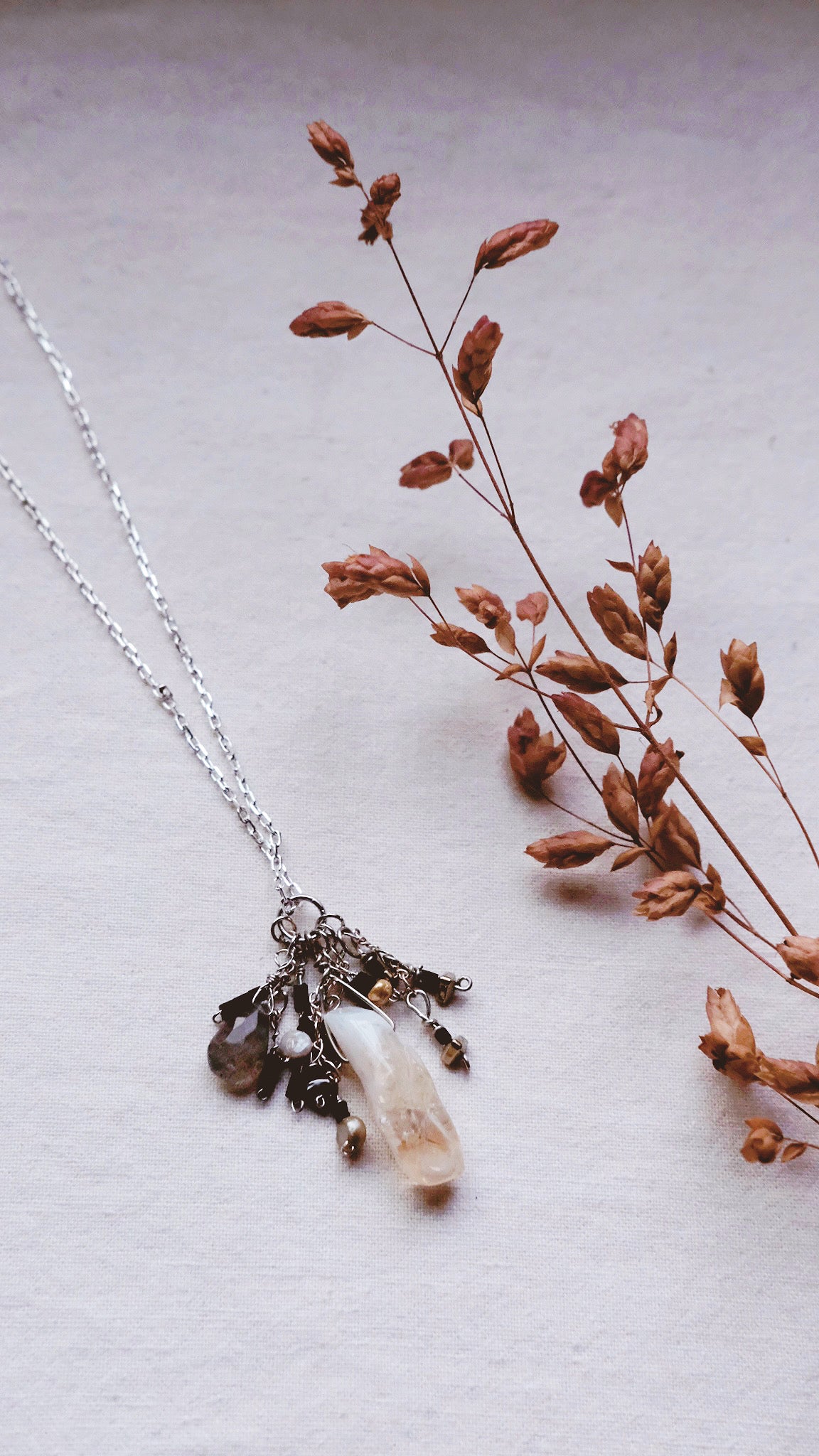Citrine Nebulae + Citrine + Black Jade + Freshwater Pearl + Labradorite Talisman