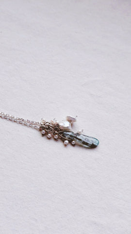 Kyanite Nebulae + Kyanite + Freshwater Pearl + Baroque Pearl Talisman