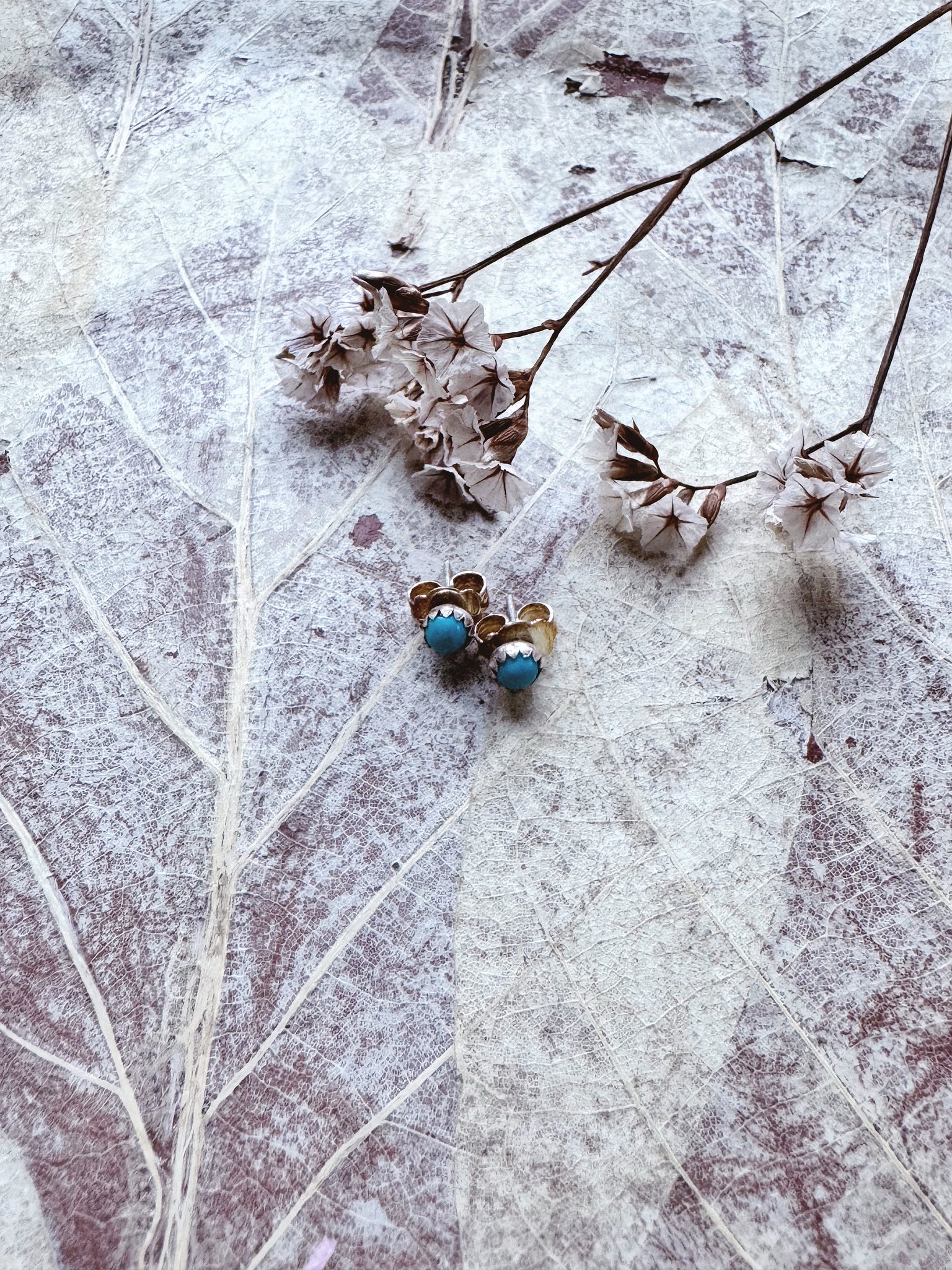 Genuine Turquoise Sterling Silver Earrings