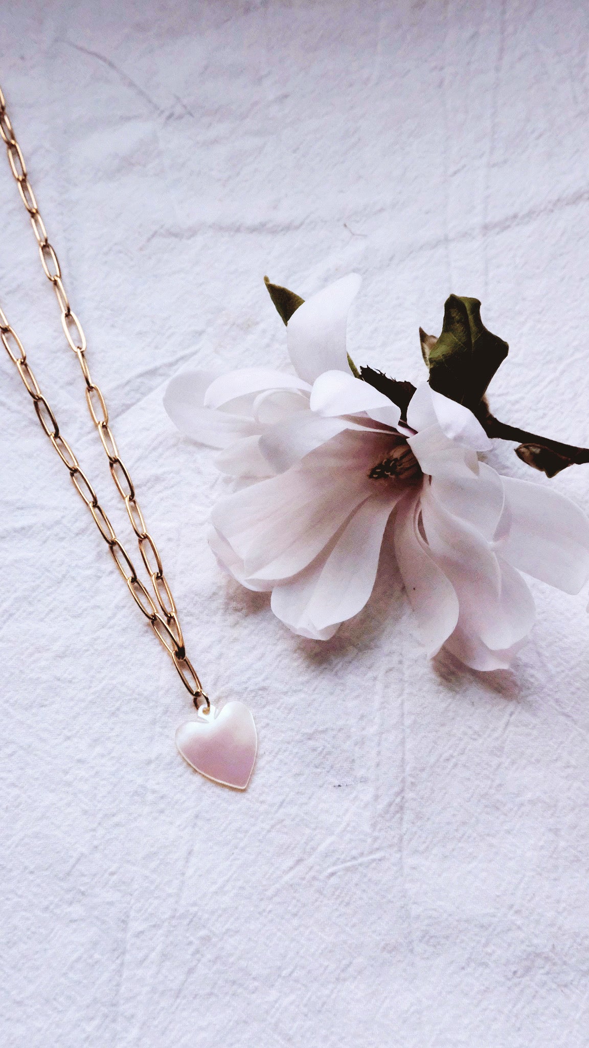 Mother of Pearl Carved Heart Necklace - AURUM LUMINARE - Jupiter in Cancer